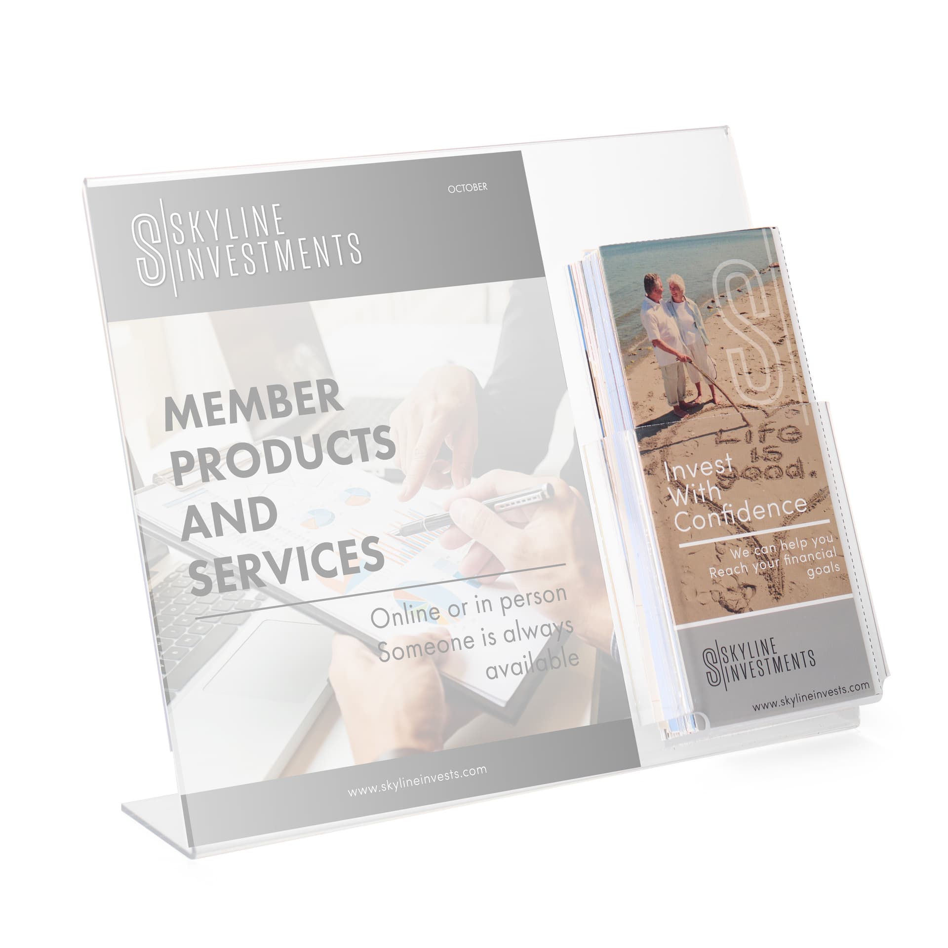 Acrylic 13" x 11" Sign Frame with Brochure Holder