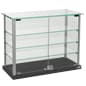 Glass Showcase w/ Clear Glass Top & (3) Shelves, (2) Locking Door - Black