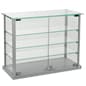 Countertop Display Case w/ Clear Glass Top & (3) Shelves, (2) Locking Door - Silver