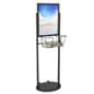 Floor Standing Sign Holder with Basket, Double-Sided, Wheels - Black
