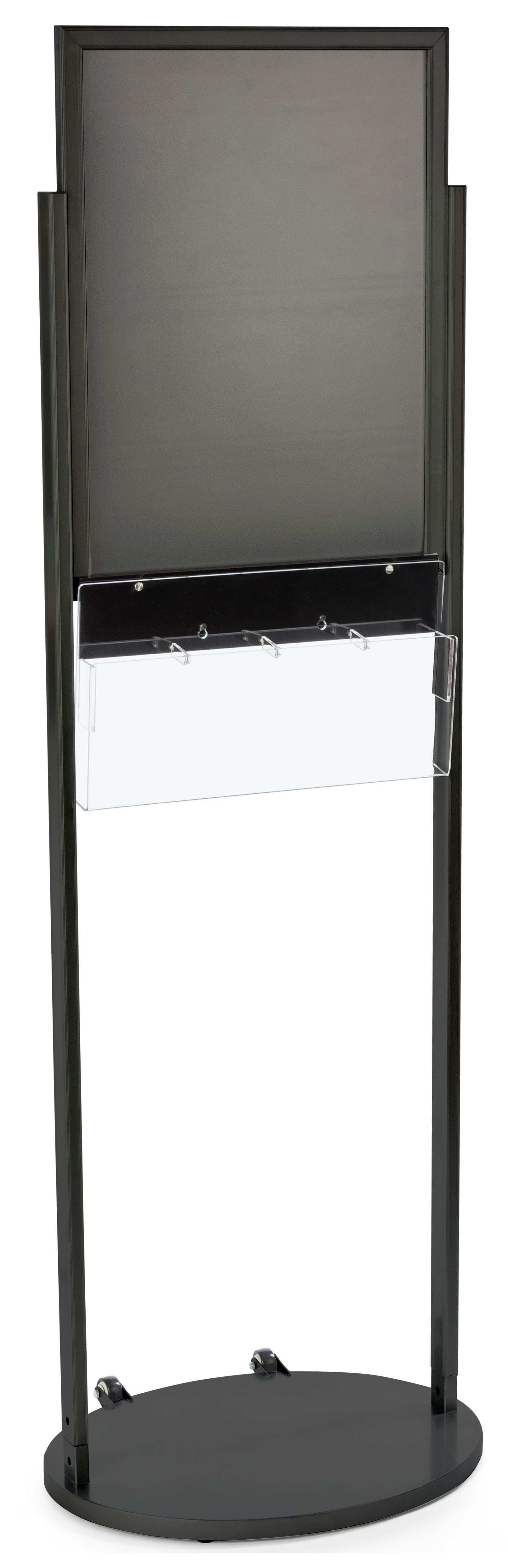 Black 18 x 24 Wheeled Poster Display with 8 Pamphlet Pockets with Top Load Insert 