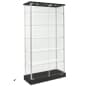 37" Glass Display Case w/5 Shelves, 2 Top Lights, Hidden Wheels & Hinged Door - Black