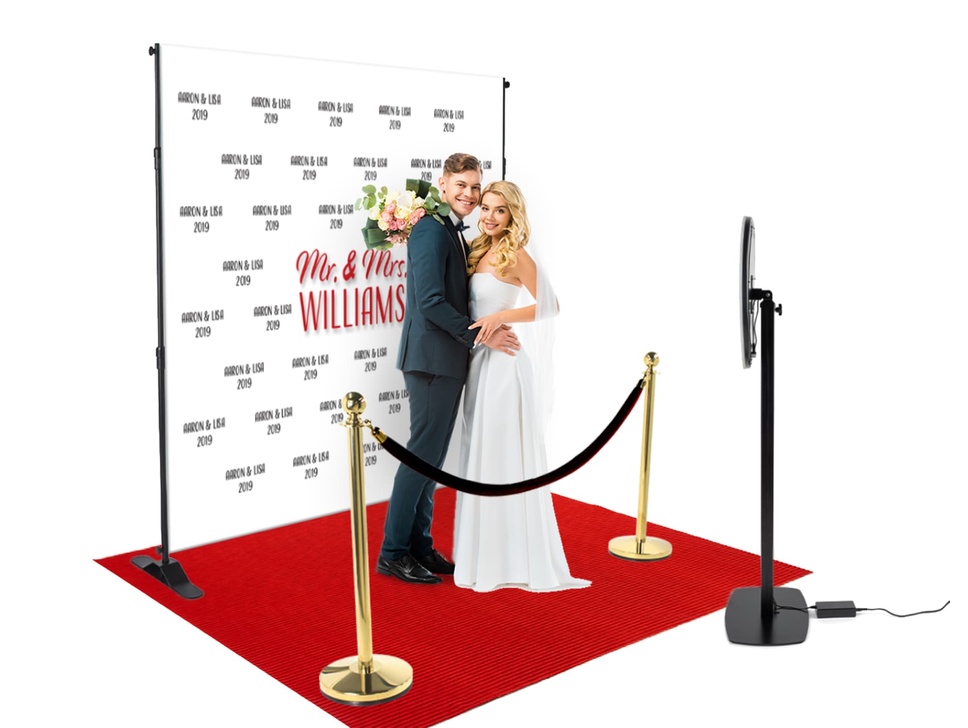 Red rollable event runner measures 5'