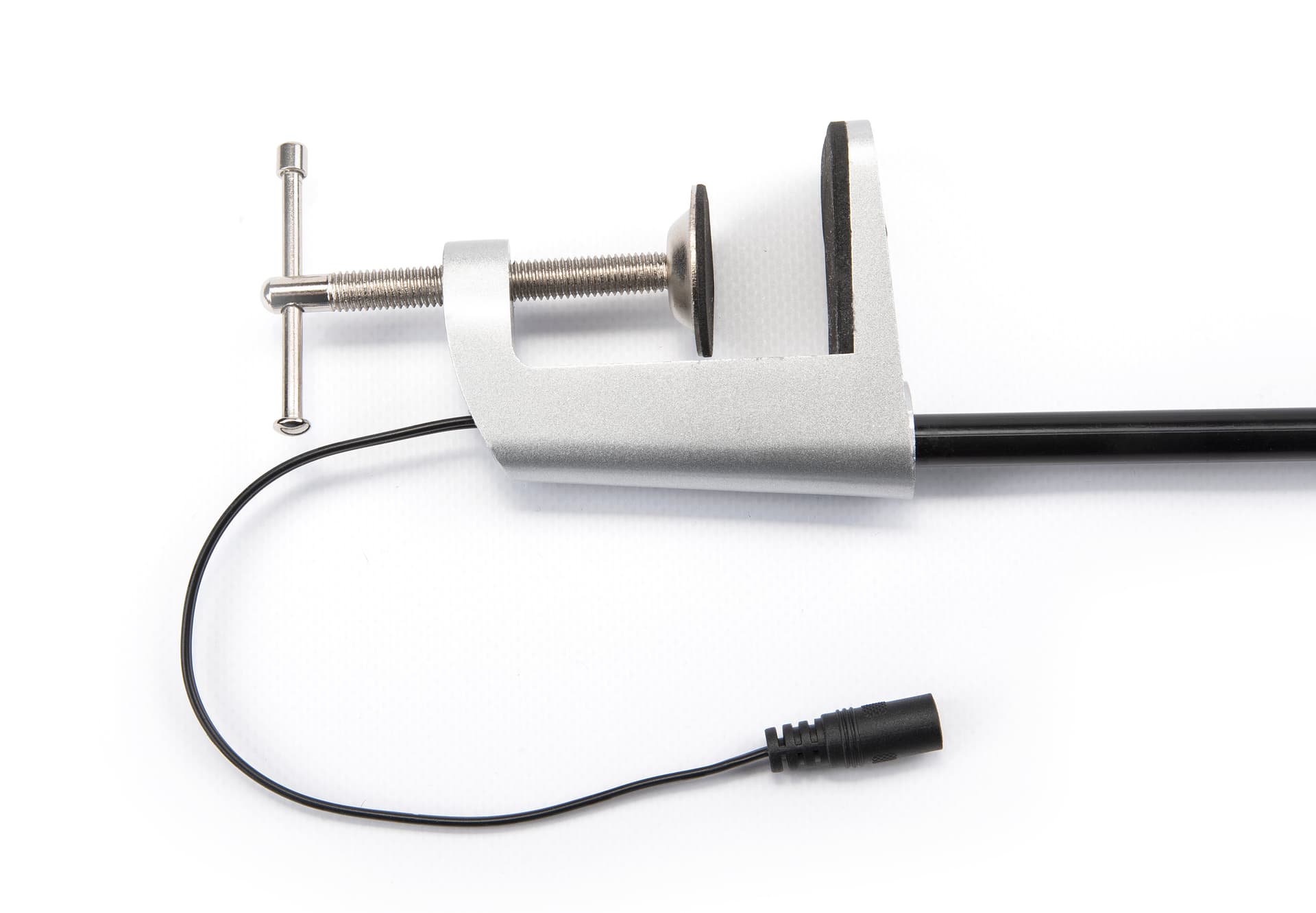 LED exhibit stem light with padded clamp base