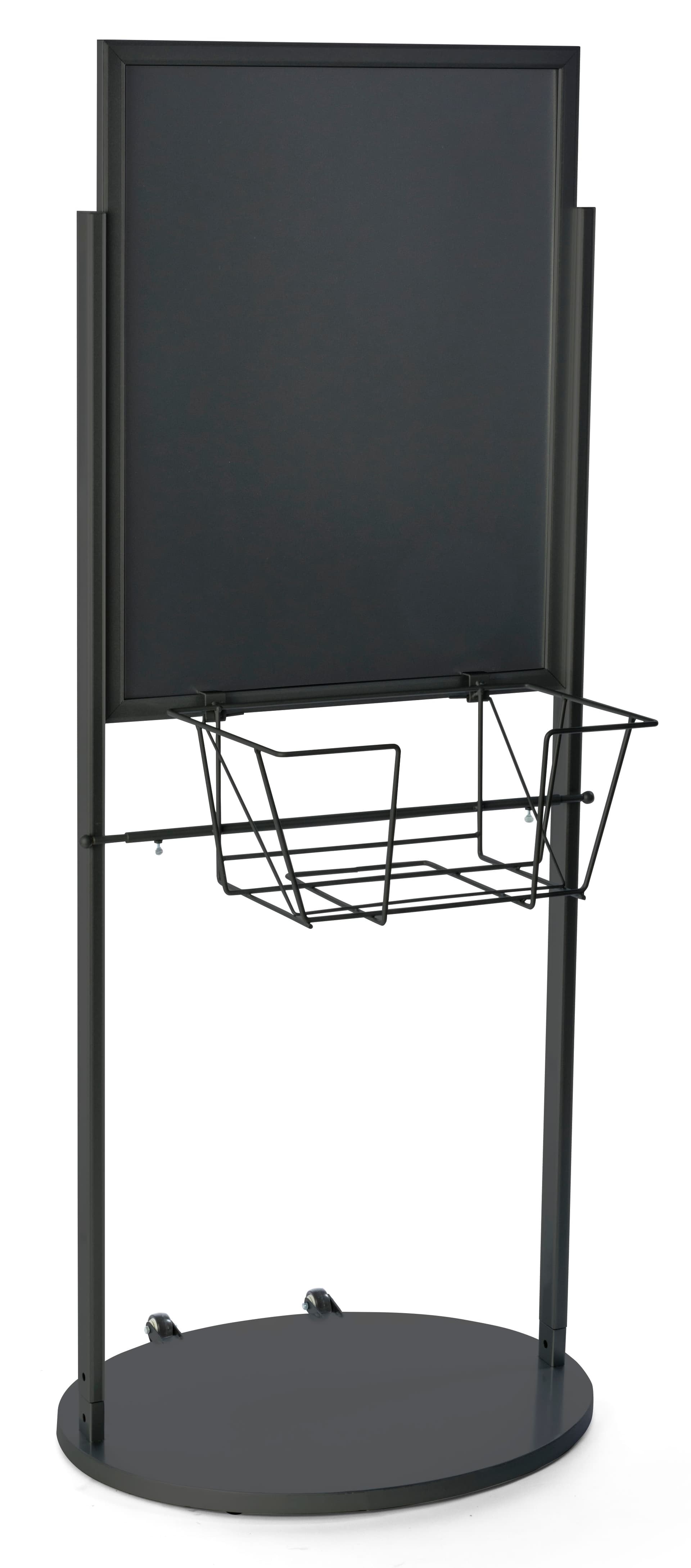 Black Wheeled 22 x 28 Poster & Literature Stand with PVC Inserts