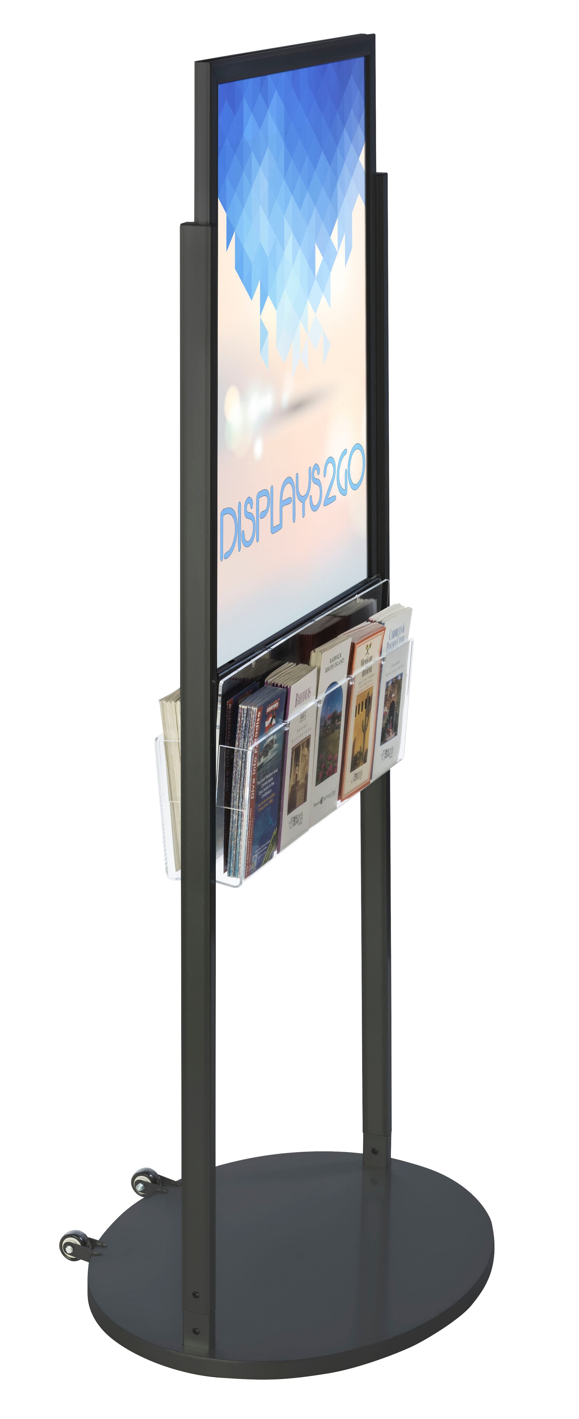 Black 22 x 28 Mobile Poster Display with 10 Literature Pockets for Graphics