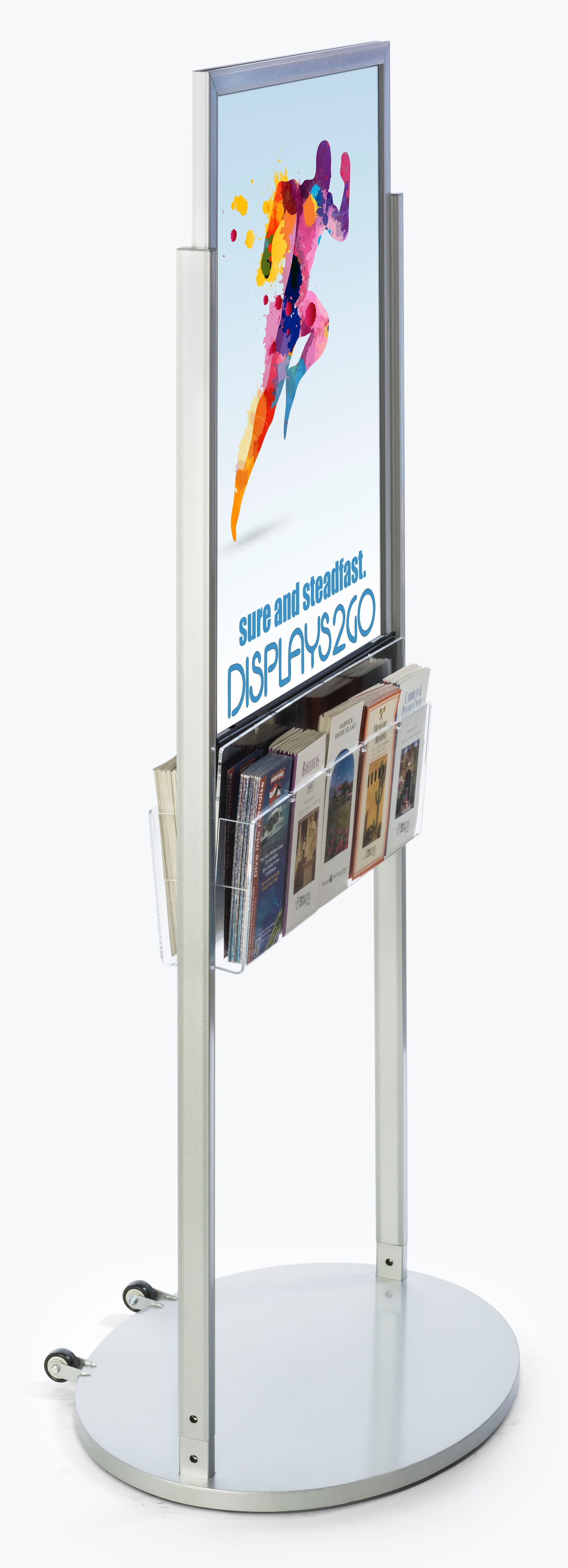 Silver 22 x 28 Mobile Poster Display with 10 Information Pockets for Graphics