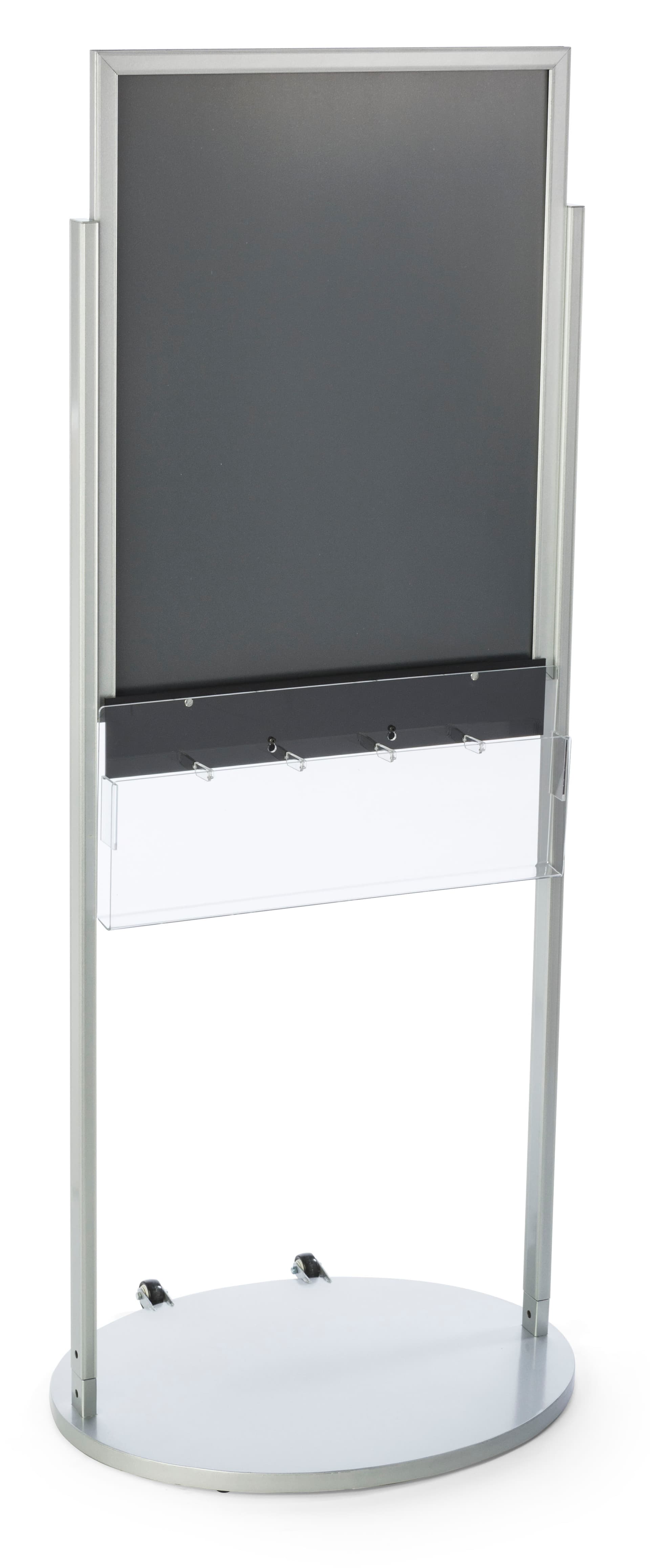Silver 22 x 28 Movable Poster Stand with 5 Literature Compartments