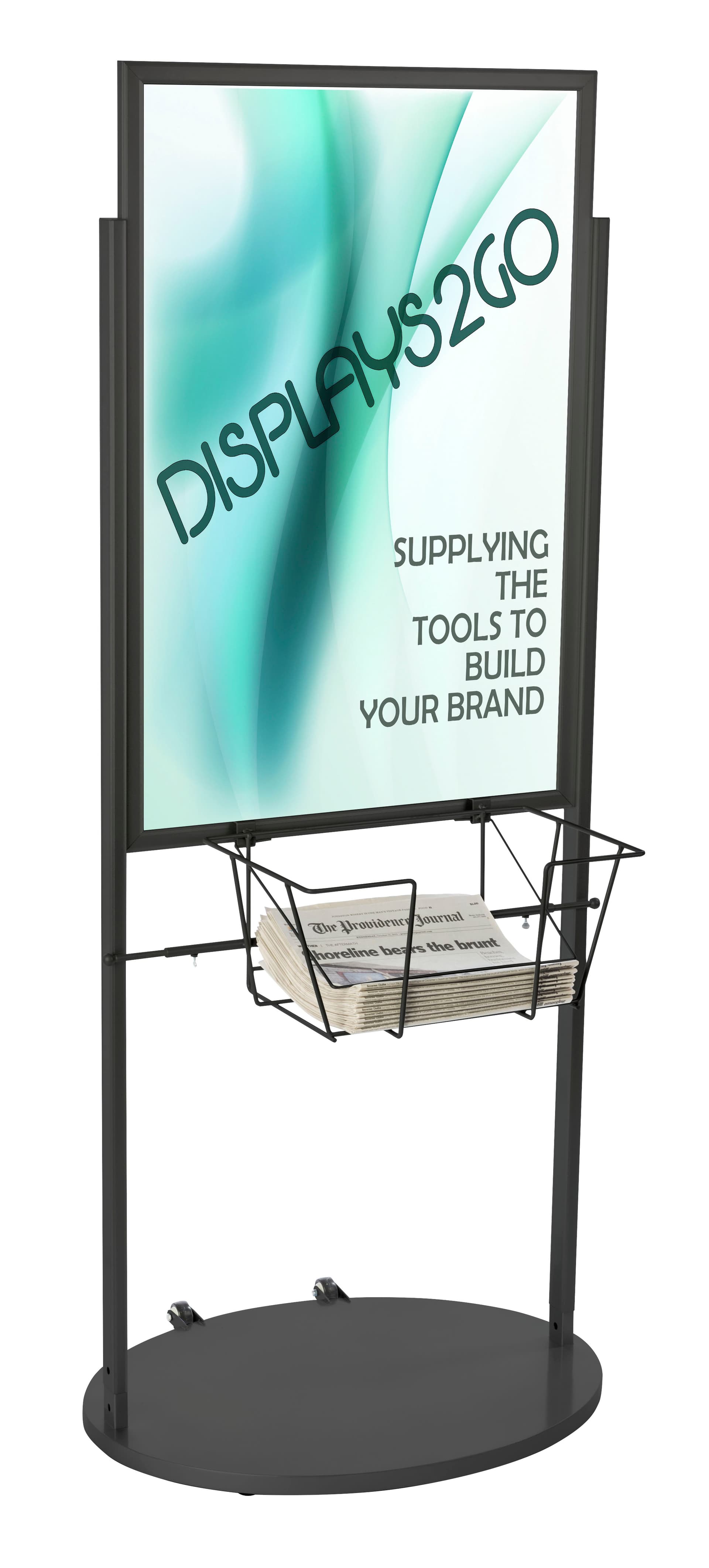 Black 24 x 36 Poster and Literature Stand with Wheels for Visuals