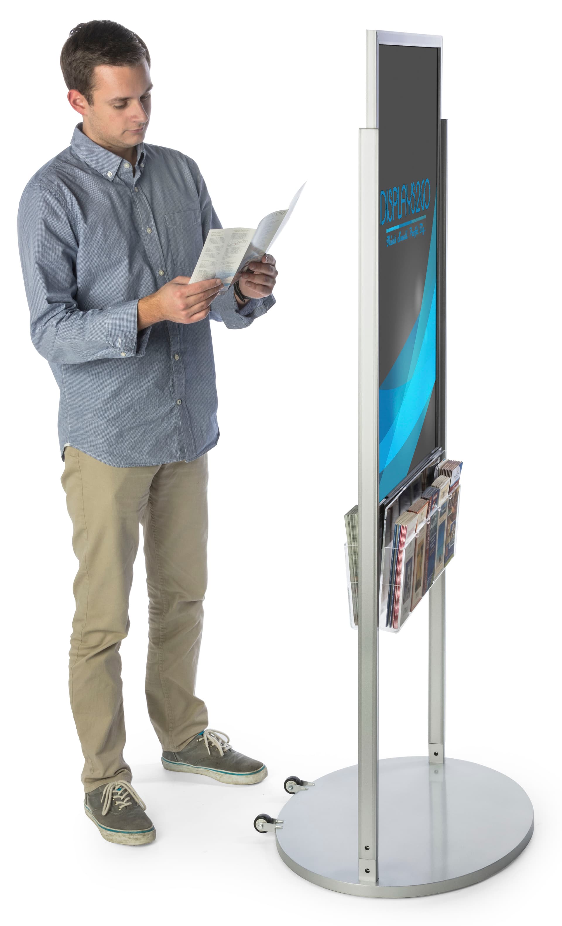 Mobile Silver 24 X 36 Poster Display with 10 Compartments for Leaflets