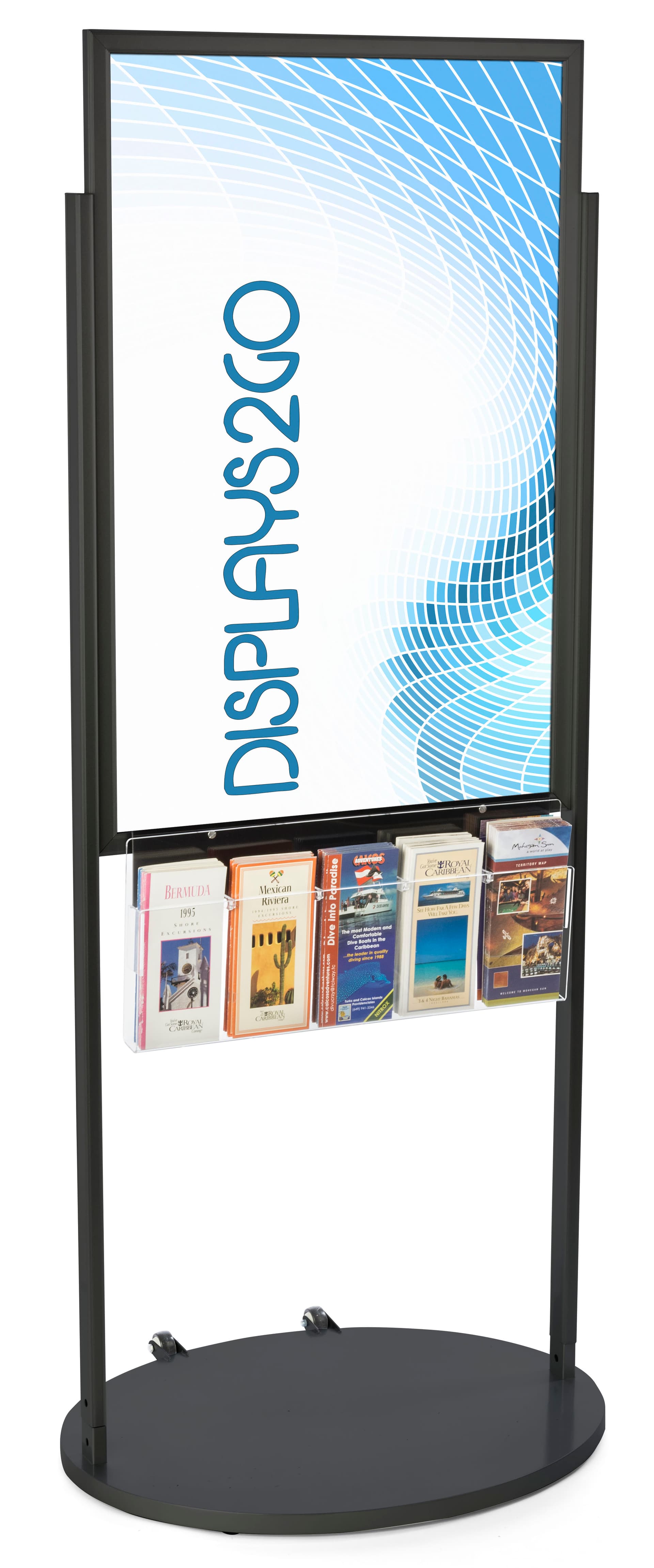 Black 24 X 36 Movable Poster Stand with 5 Literature Pockets for Visuals