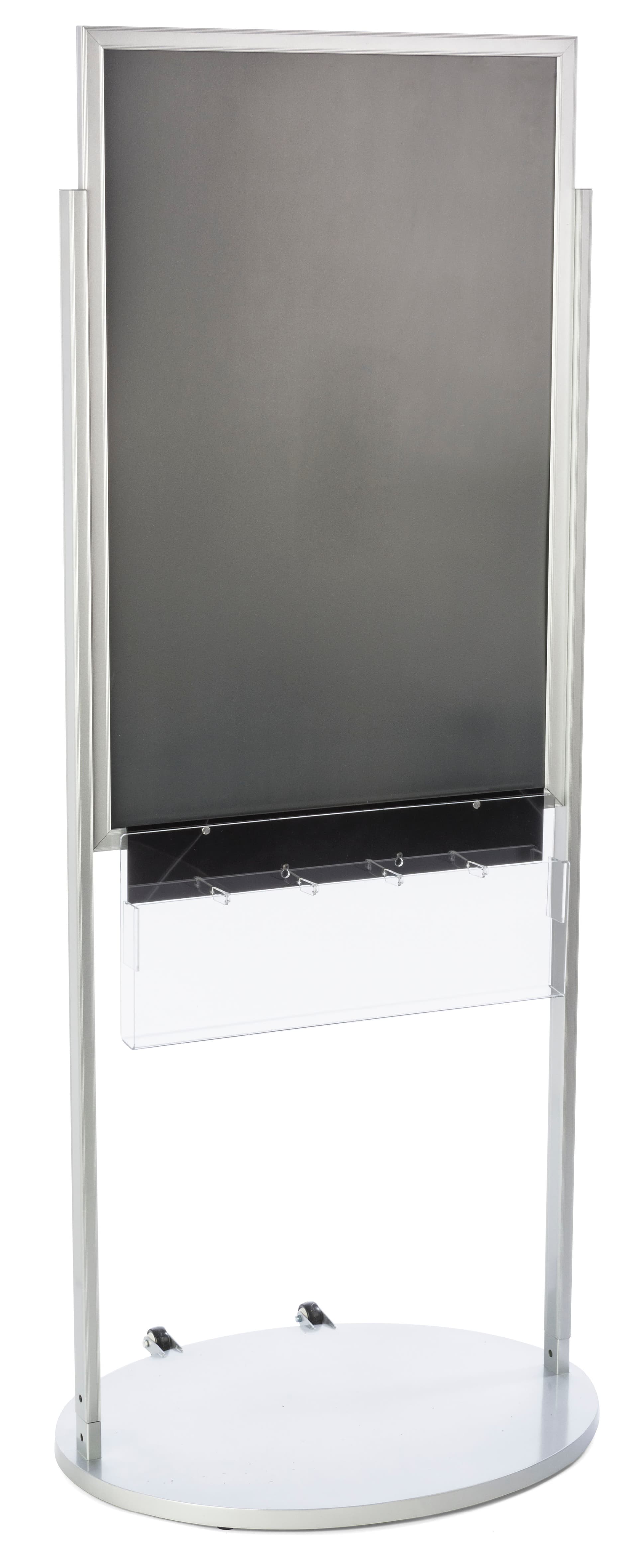 Silver 24 x 36 Moveable Poster Stand with 5 Literature Pockets, Aluminum 