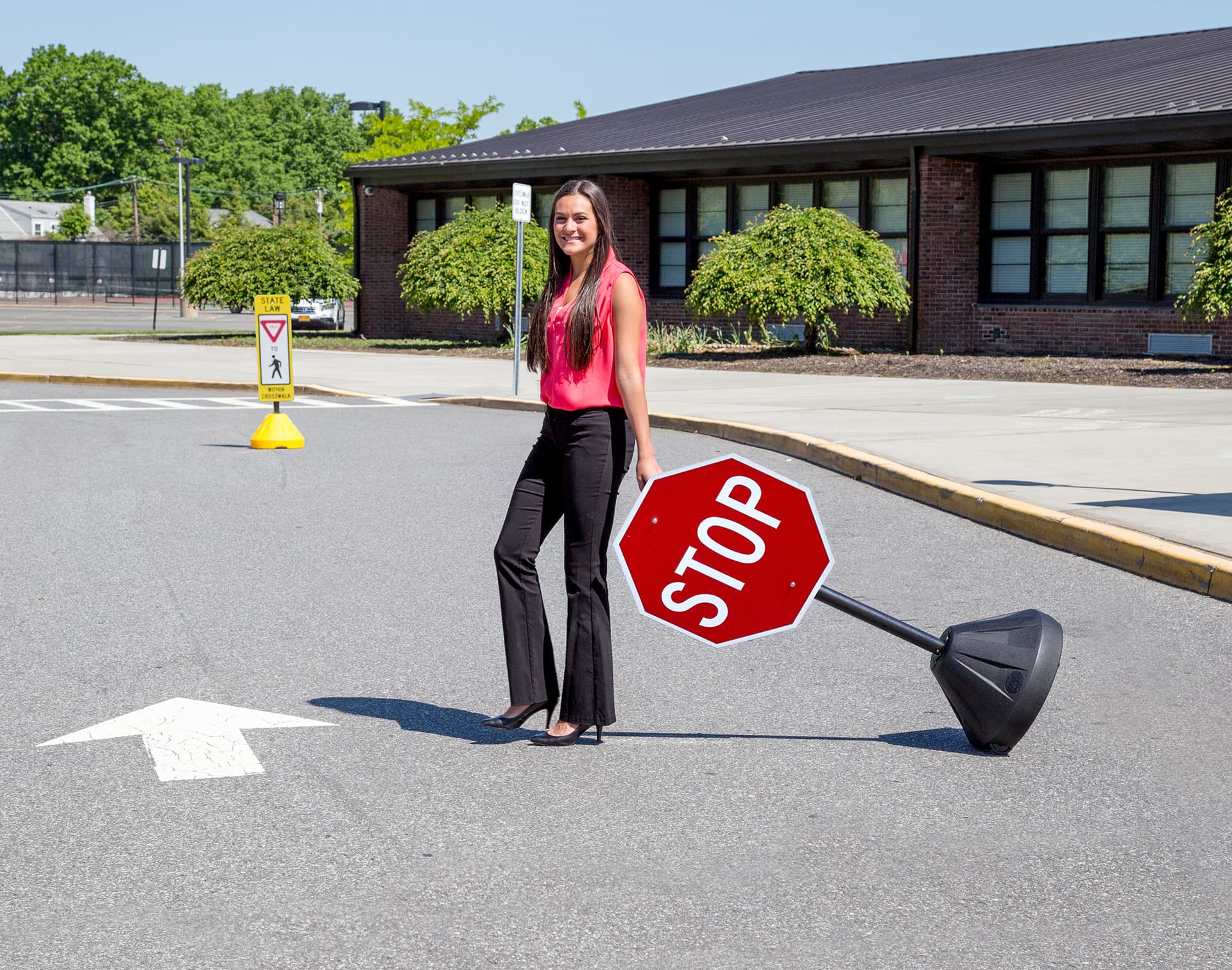 Portable Stop Sign | Dual Mountable Pole | Displays2Go