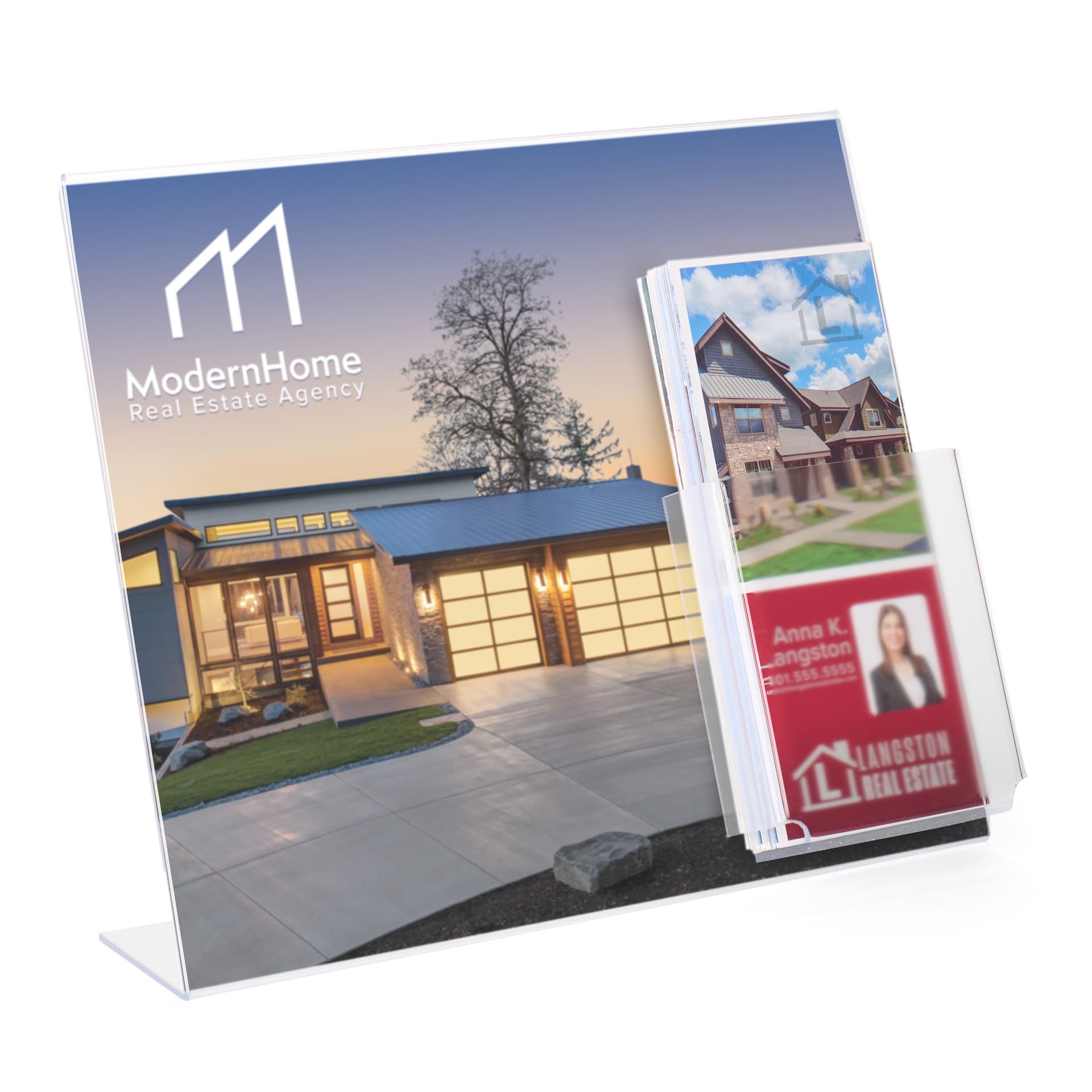 13" x 11" Sign Frame with Brochure Holder with a durable acrylic finish that resists scratches