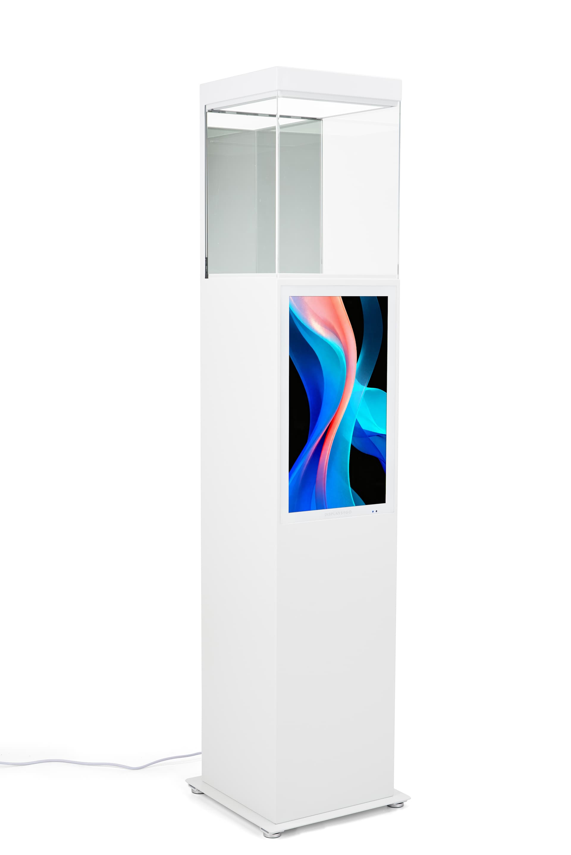 Exhibit pedestal case with video screen and pre-loaded DiViEX slide show app