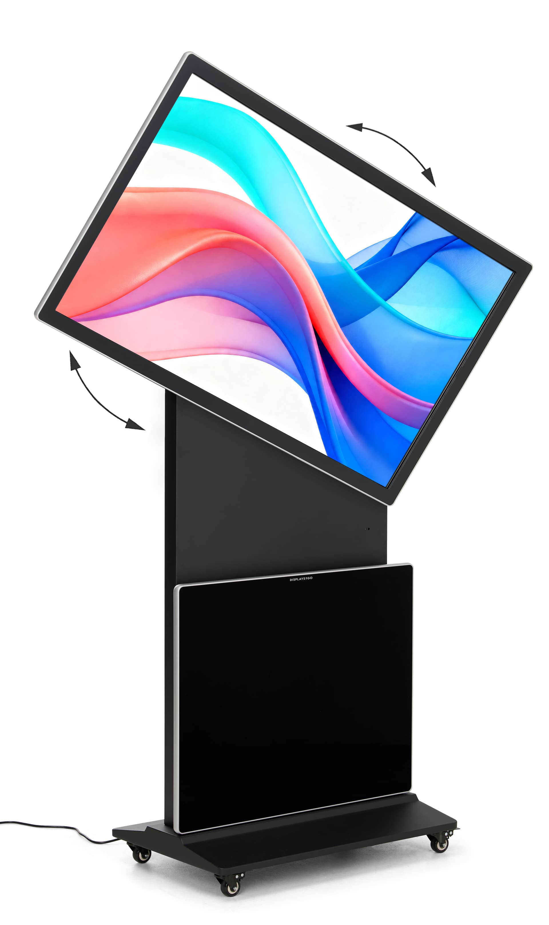 Rotating touch screen digital signage supports both landscape and portrait orientation