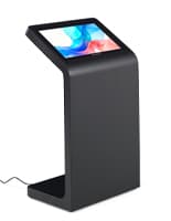 Floor standing touch screen kiosk with sleek black colorway