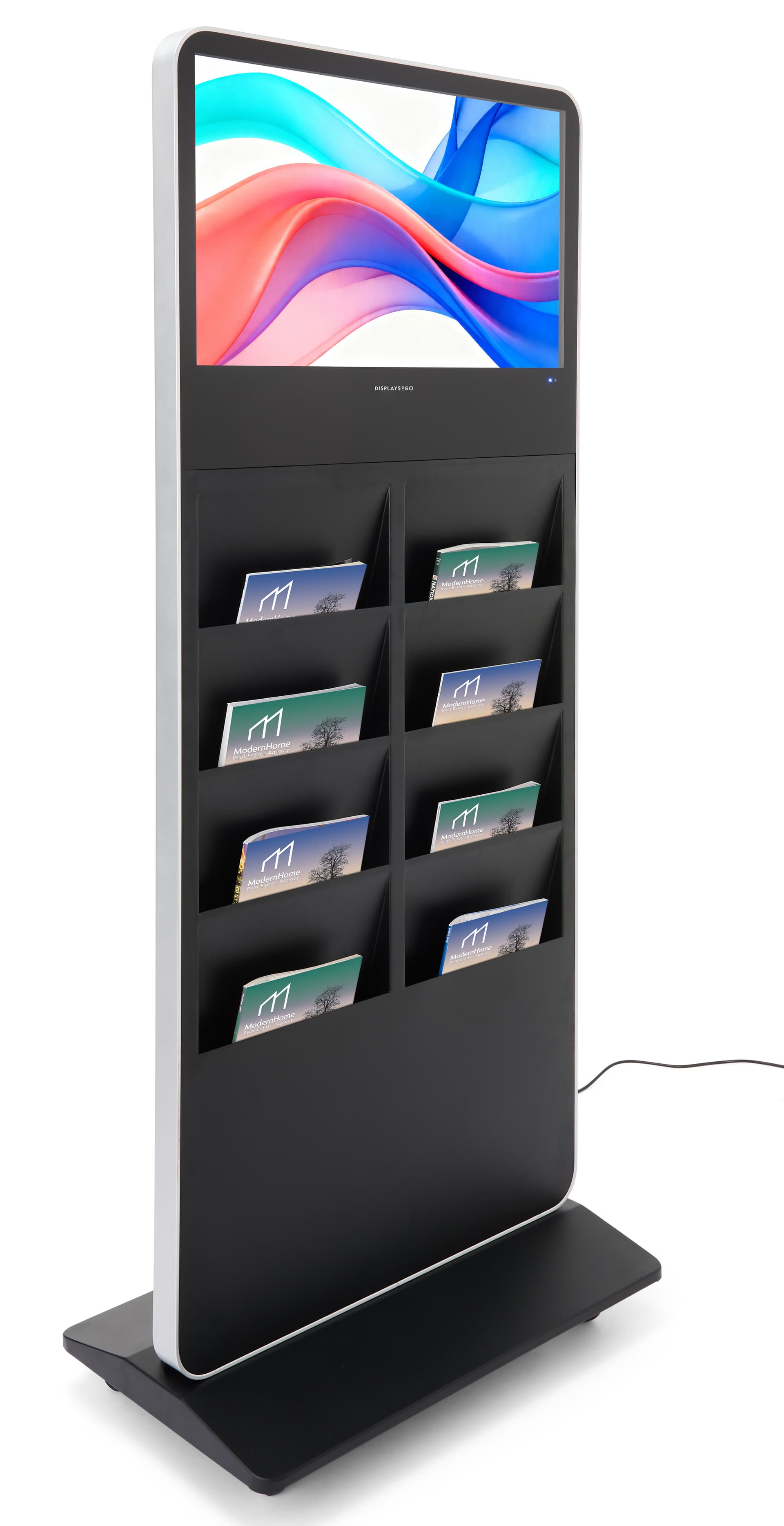 Digital brochure kiosk with power cord