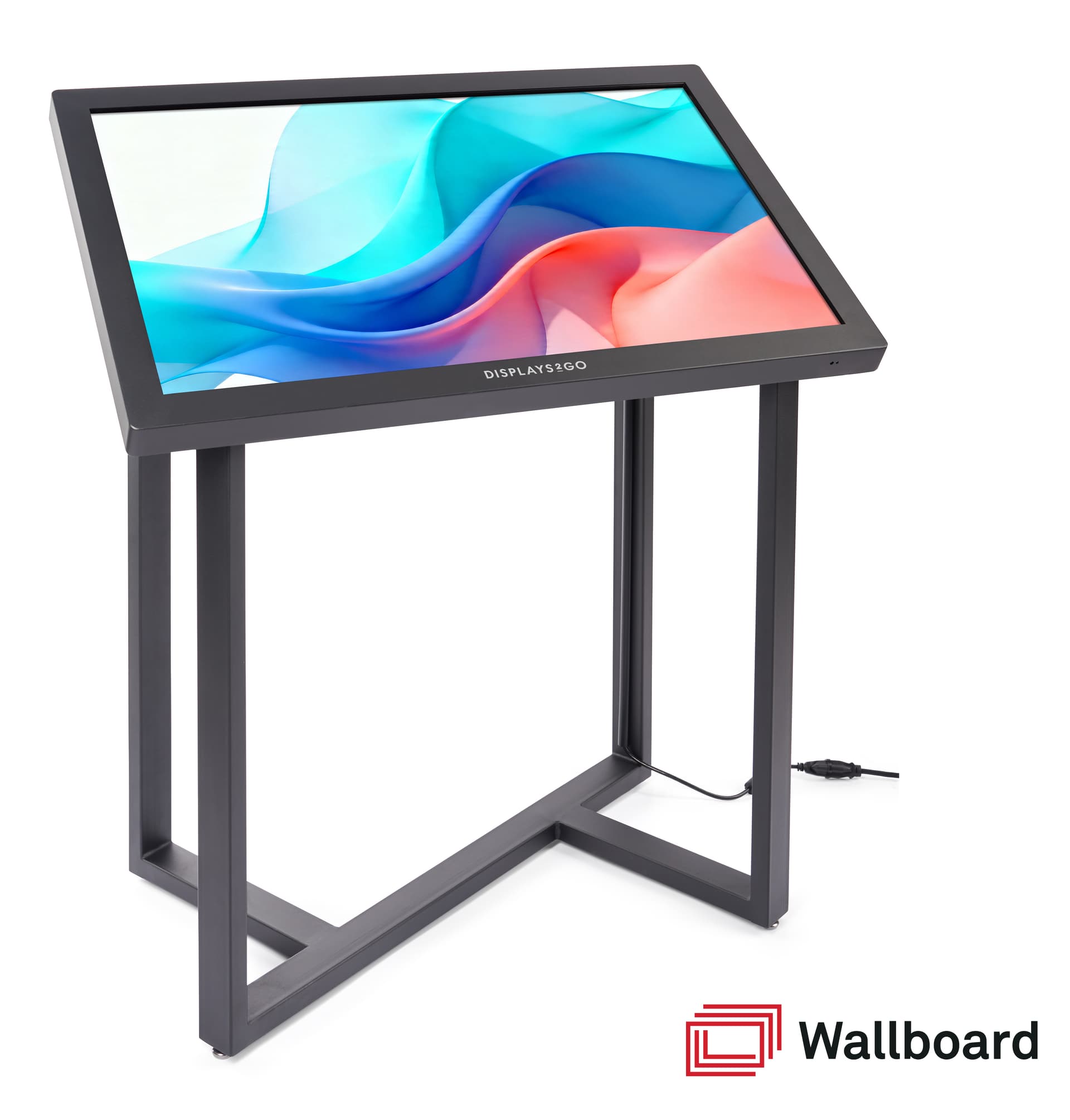 Interactive touch screen kiosk with black colorway