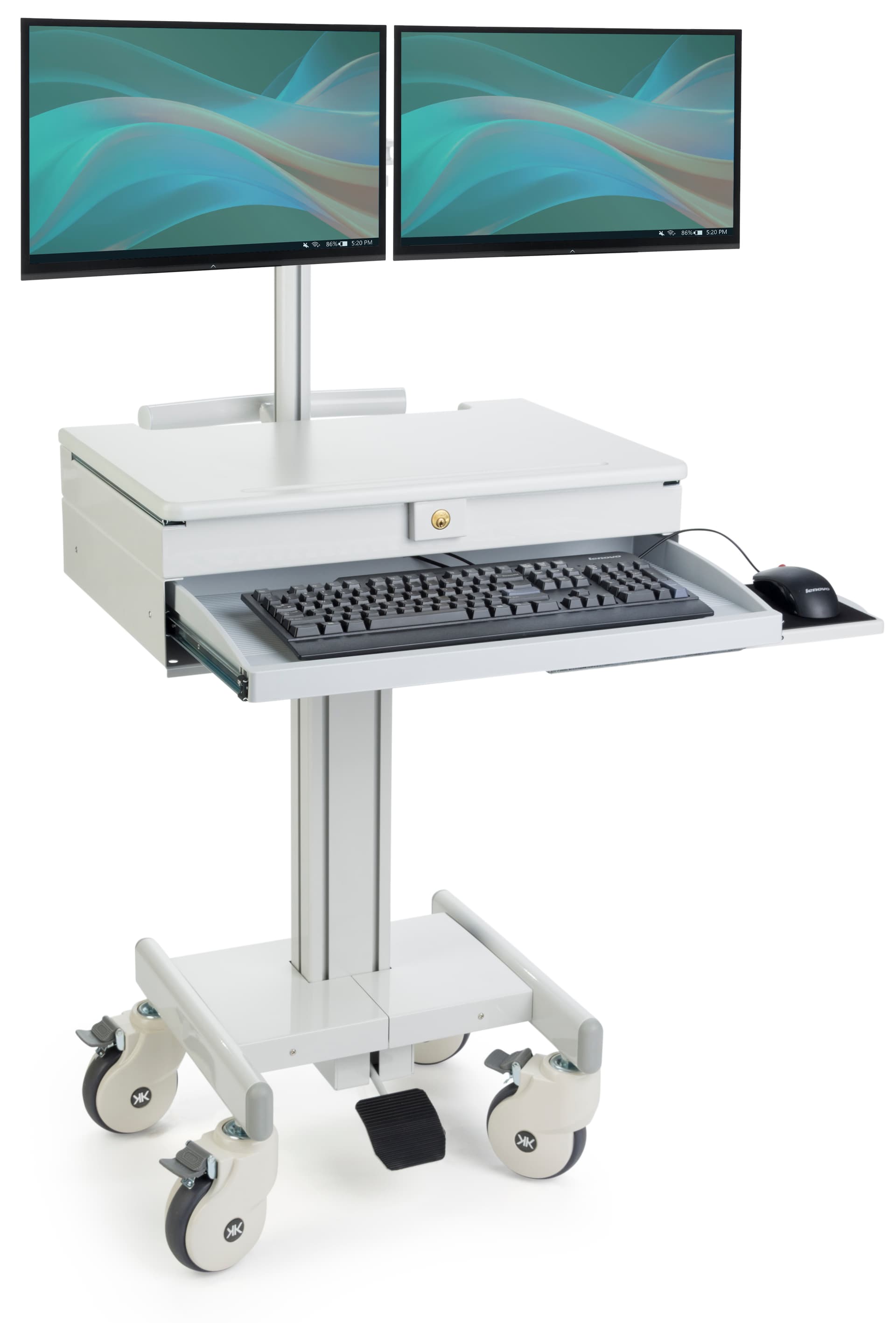 Gray Dual Monitor Medical Cart