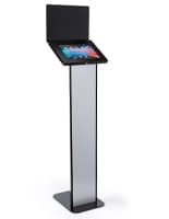Black and silver customizable tablet info kiosk for iPad Pro 12.9" and Surface Pro 3, 4, 5 or 6