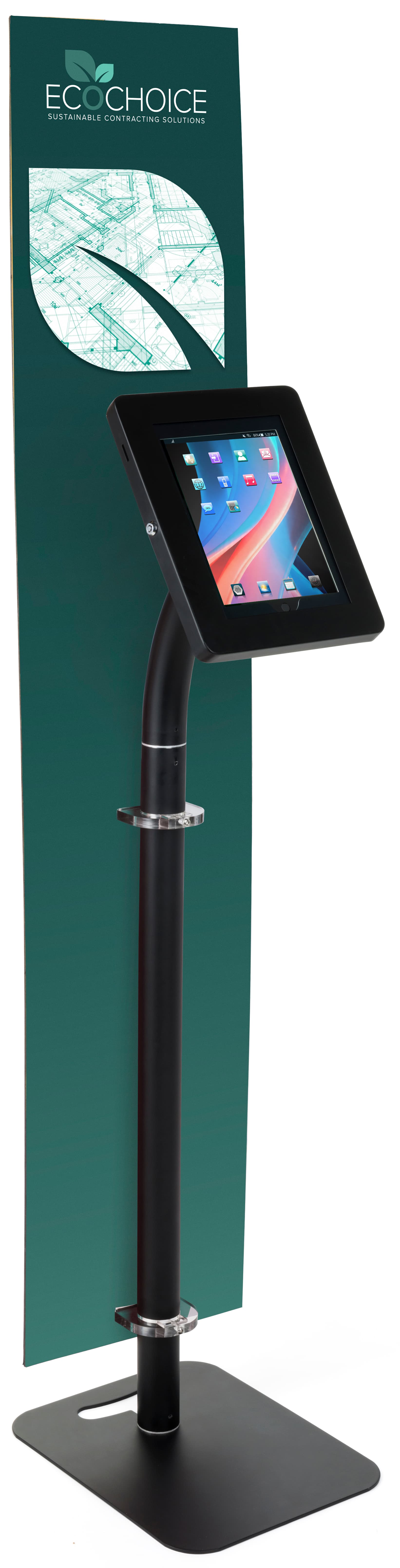 Custom Branded Tablet Security Kiosk with 12" x 60" Custom Graphic