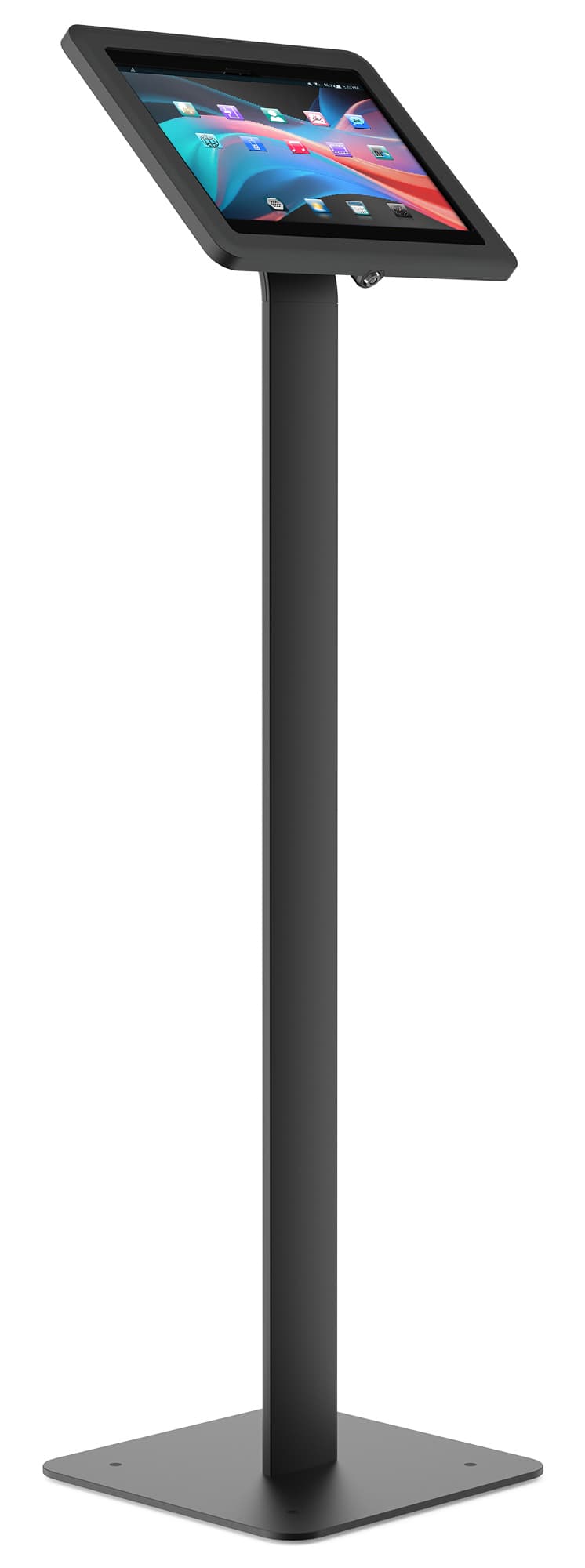 Floorstanding Samsung Galaxy tablet holder is compatible with the 12.4" Samsung Galaxy Tab S8+, S9+, and S10+ tablets
