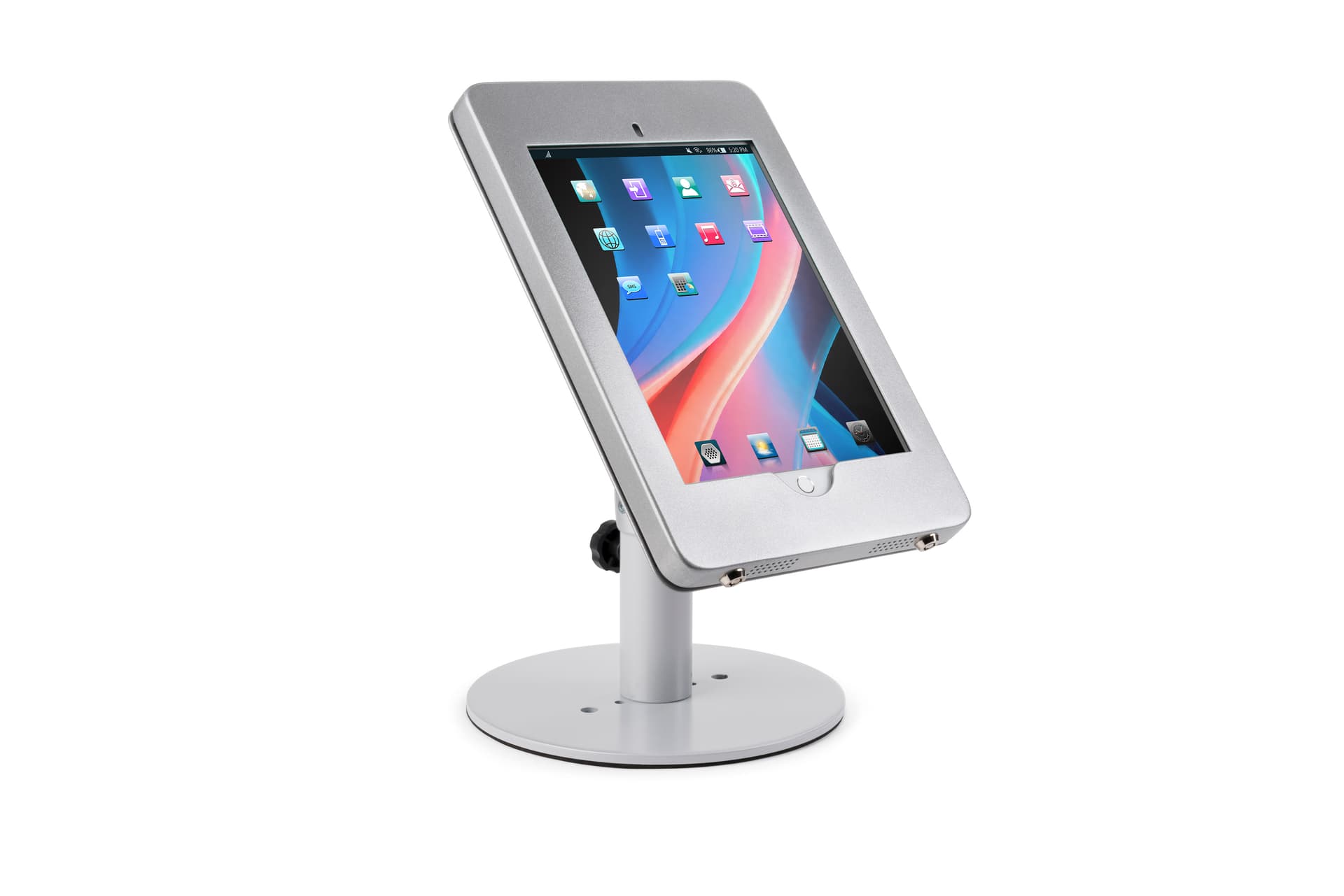Countertop iPad Pro tablet holder with pre-drilled mounting holes