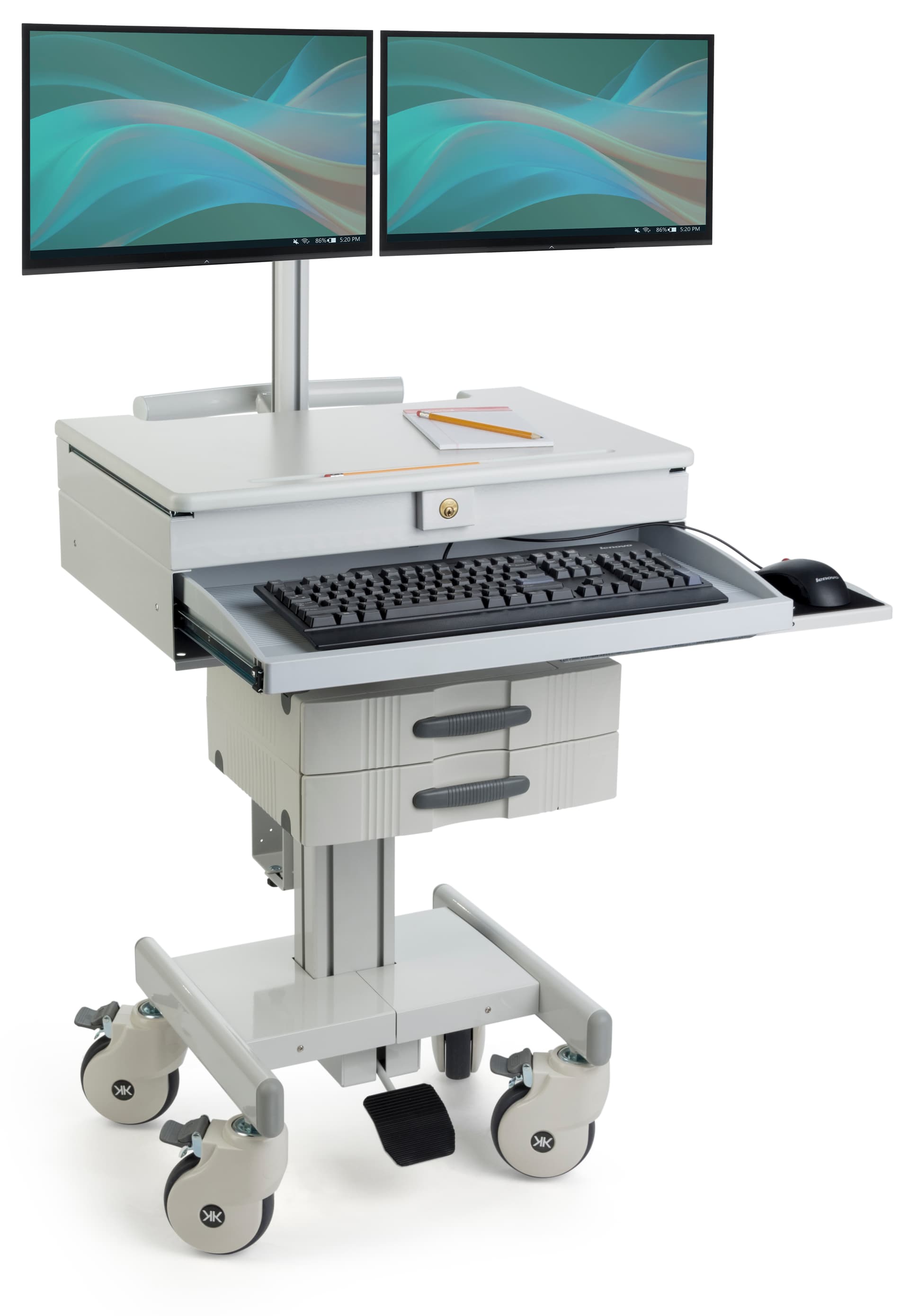 Gray Medical Computer Trolley