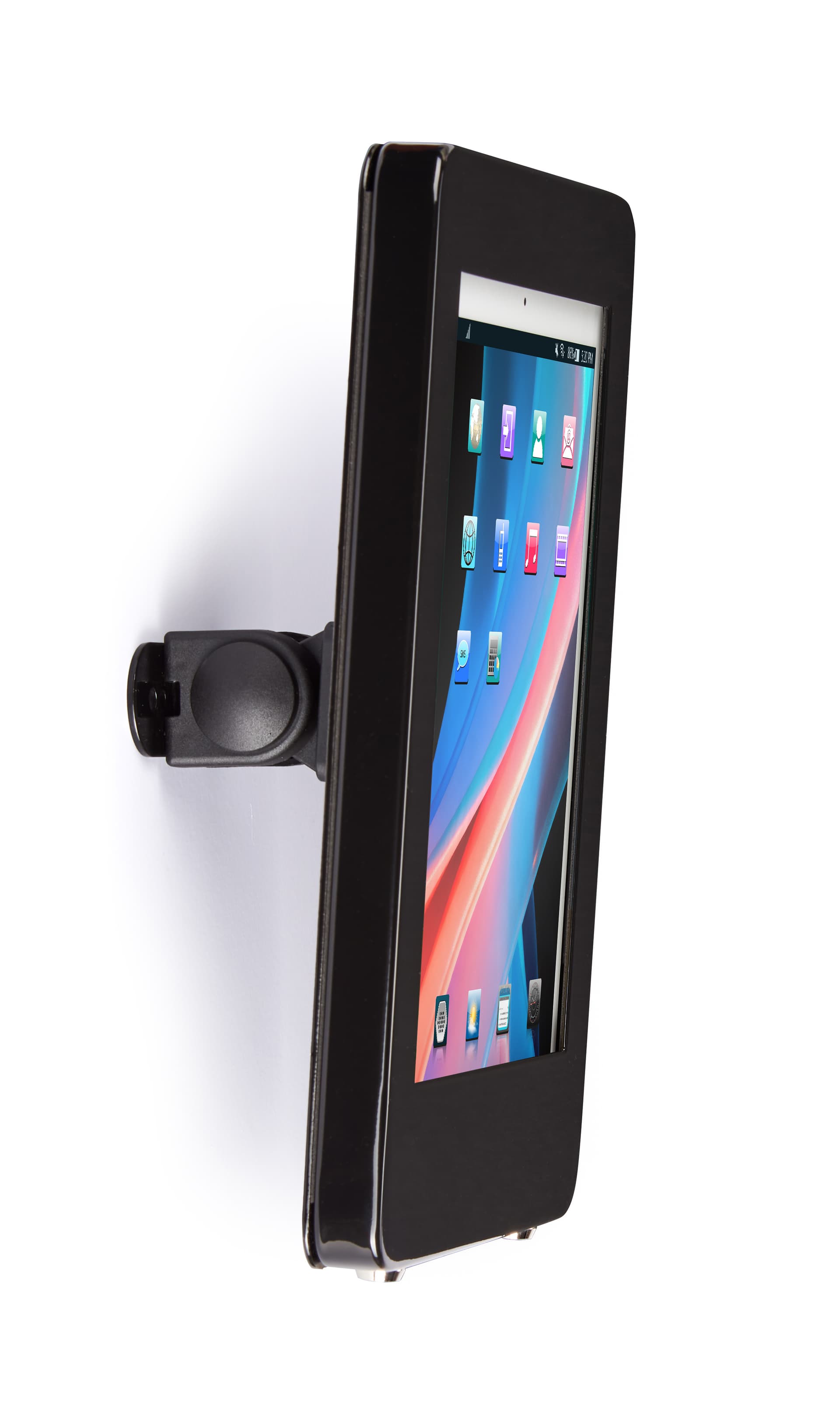 Black locking wall mount iPad enclosure with aluminum construction