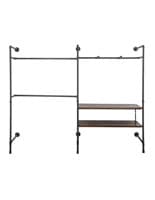 Industrial Outrigger Wall Unit with 2 Brown Shelves