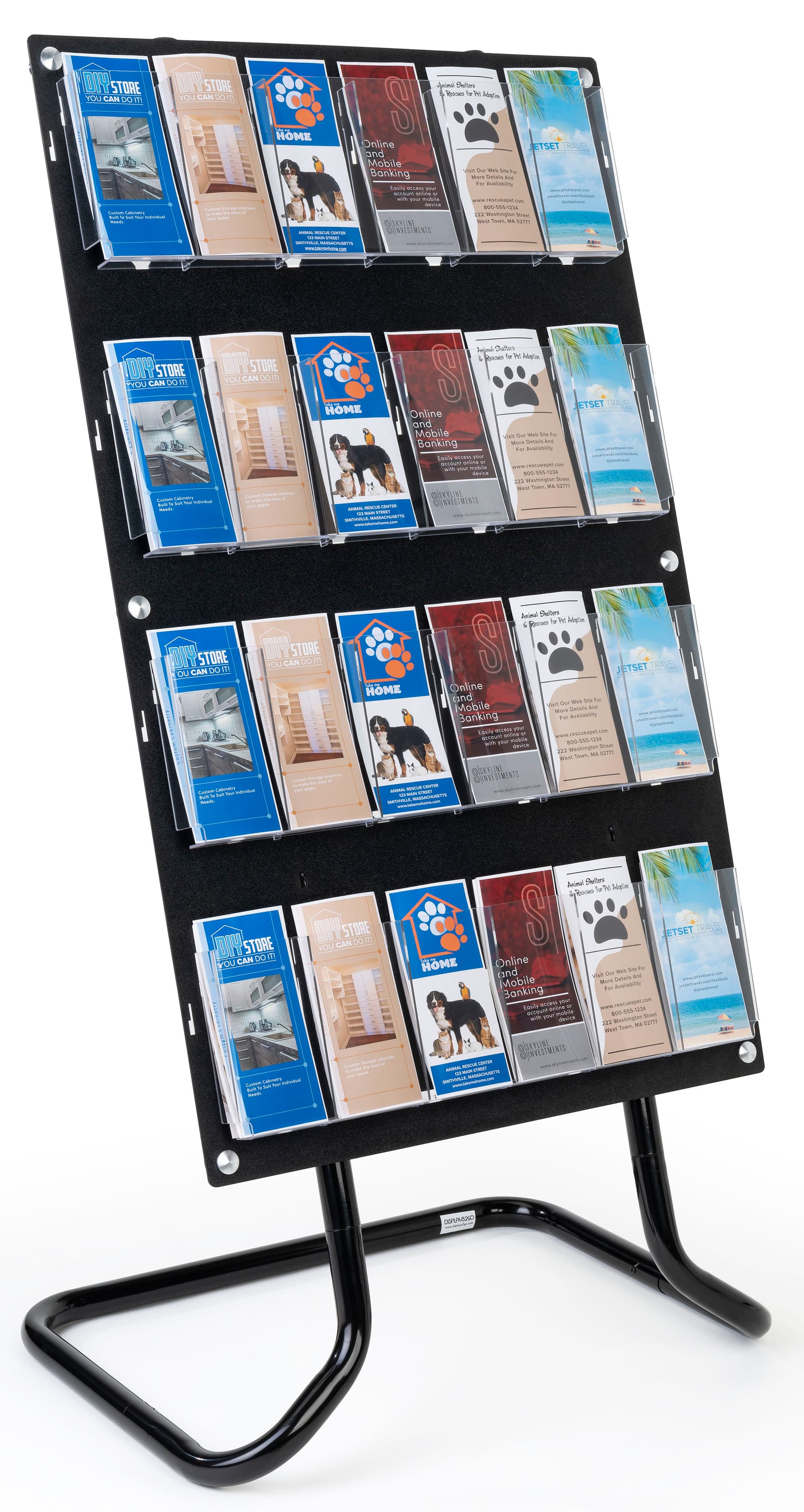 30.5 inch x 57.5 inch 4-tiered literature display with user-friendly assembly