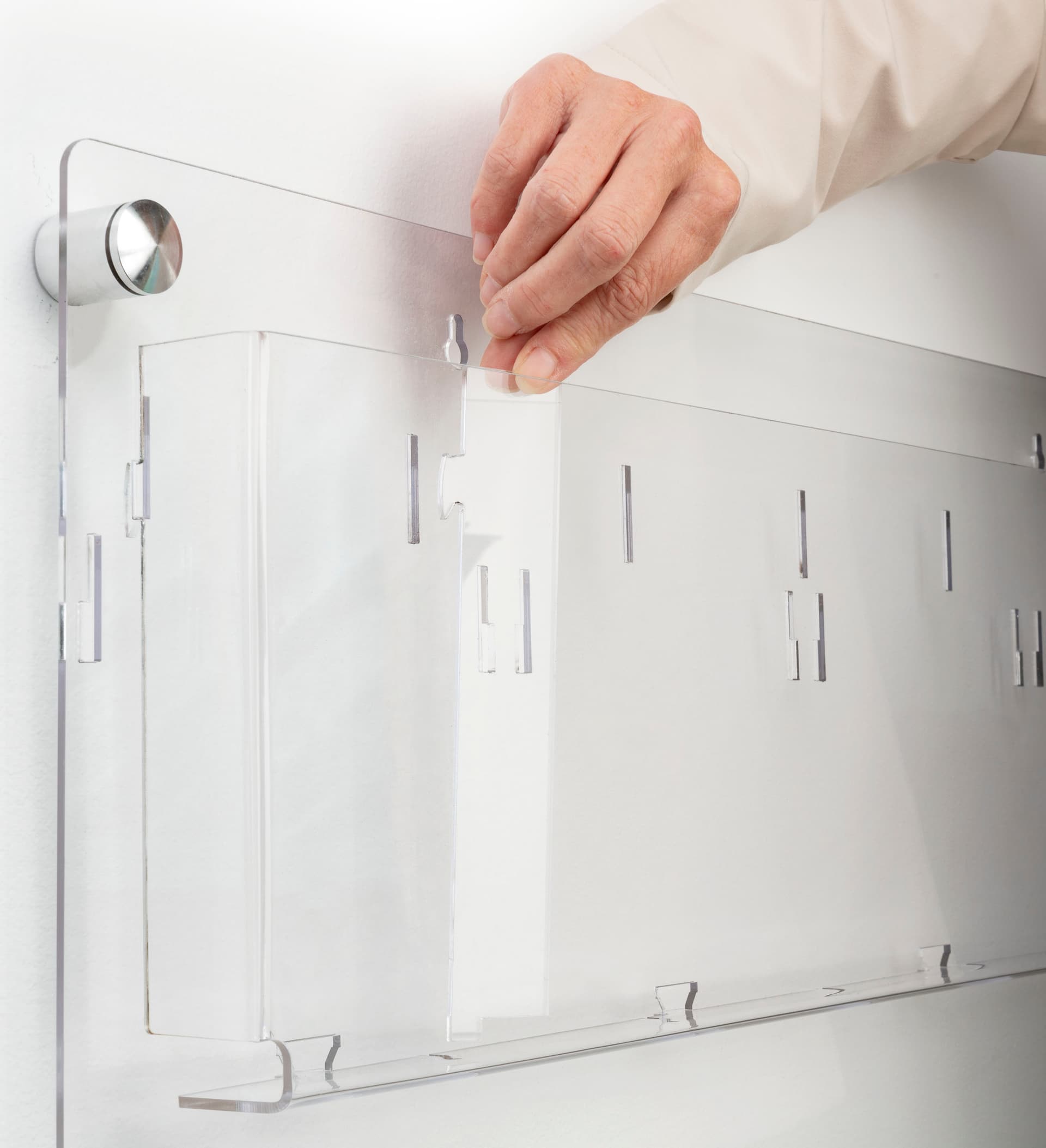 3-tiered acrylic literature wall rack with 9-18 pockets
