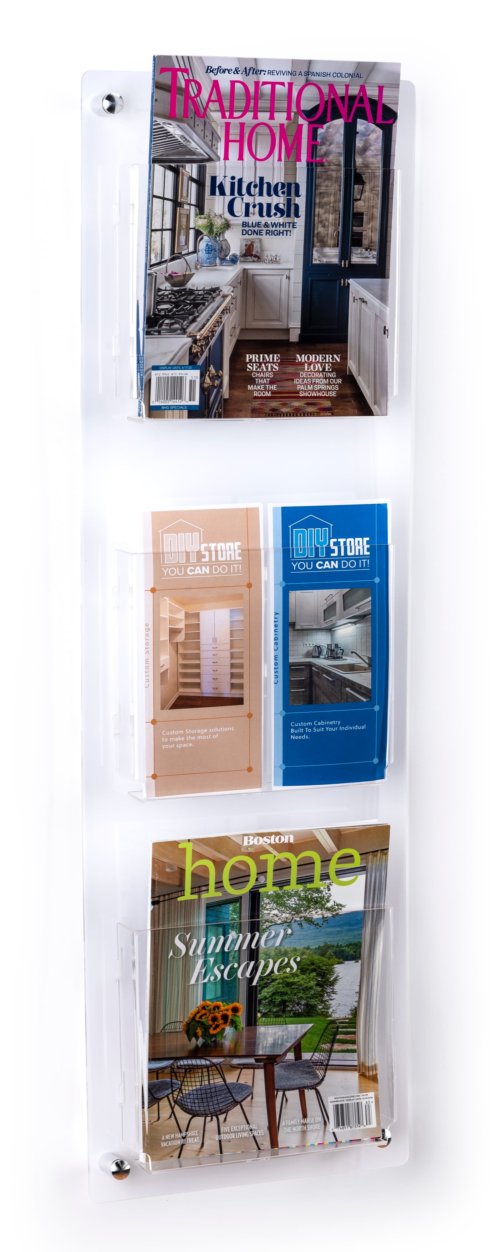 11.1 inch x 35.3 inch 3-tier wall mounted literature rack 