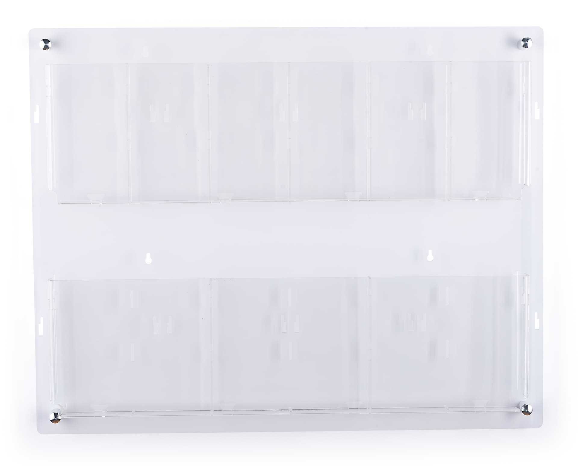 Wall mounted magazine rack with a transparent backboard 