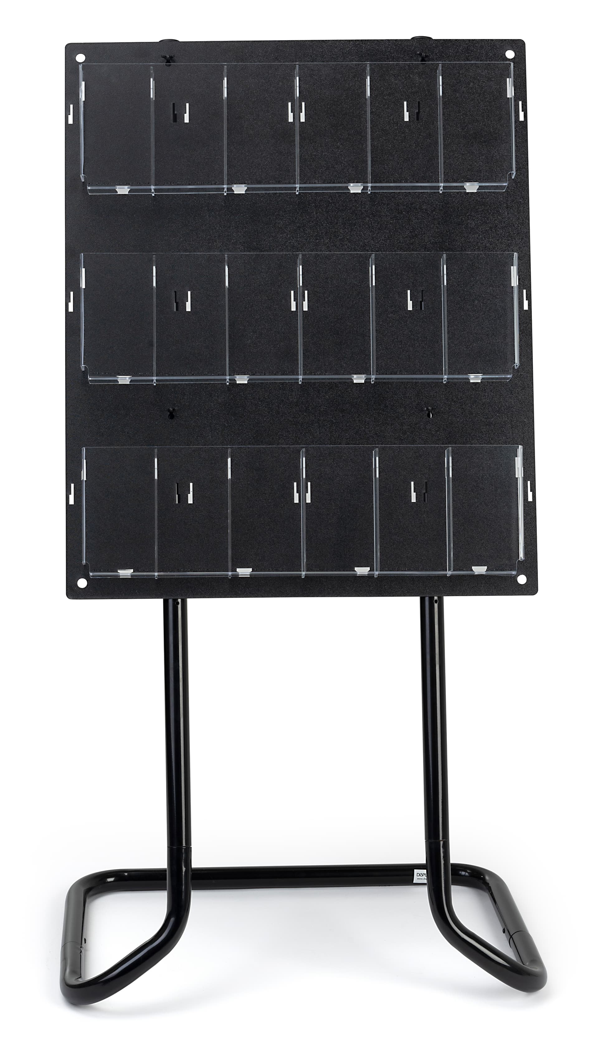 30.5 inch x 57.5 inch tiered acrylic literature floor stand with easy snap-in dividers 