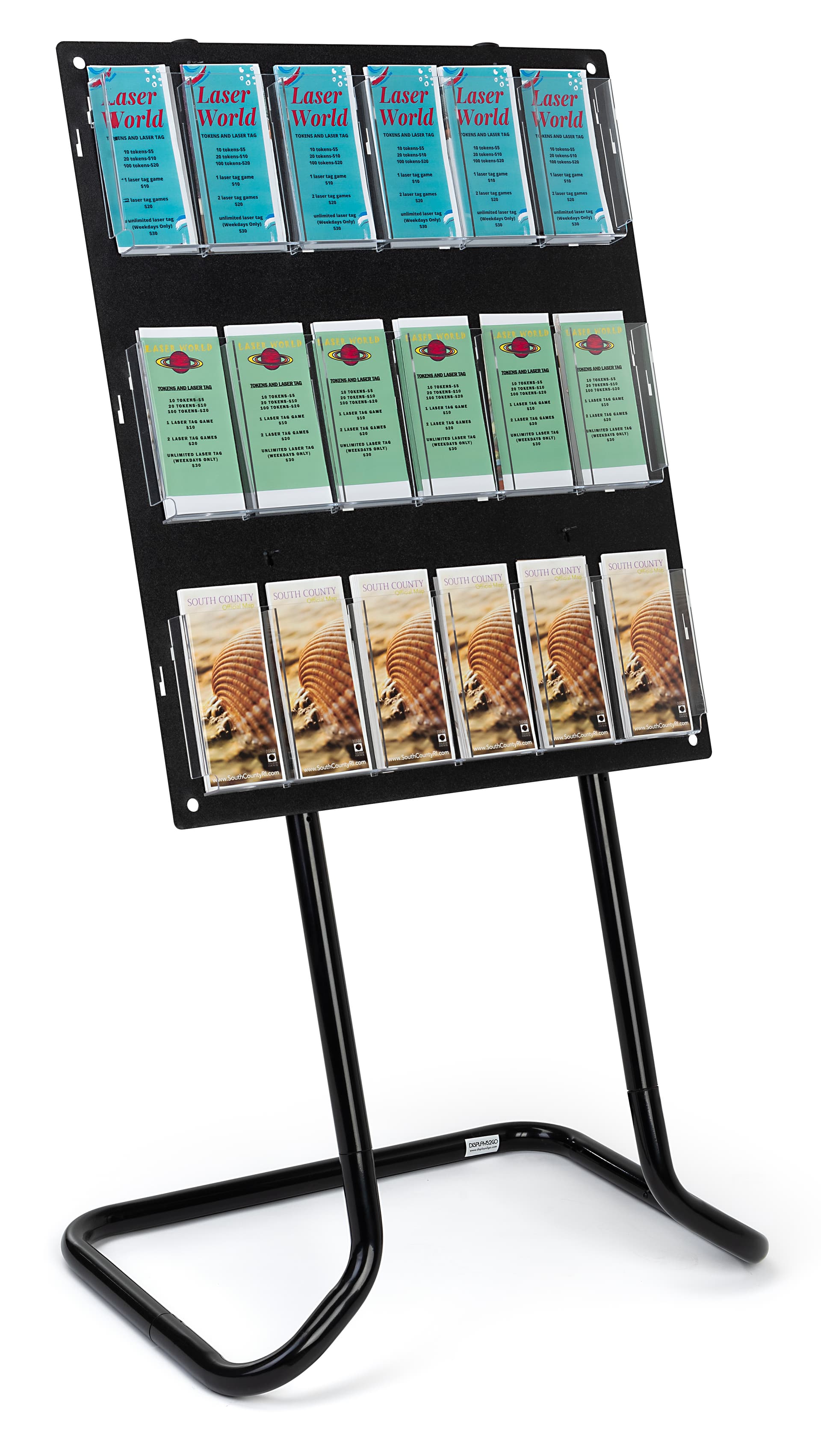 30.5 inch x 57.5 inch tiered acrylic literature floor stand with durable base 