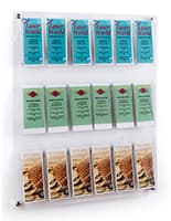 29.0 inch x 35.0 inch 3-tiered acrylic literature wall rack with snap-in adjustable pocket dividers 