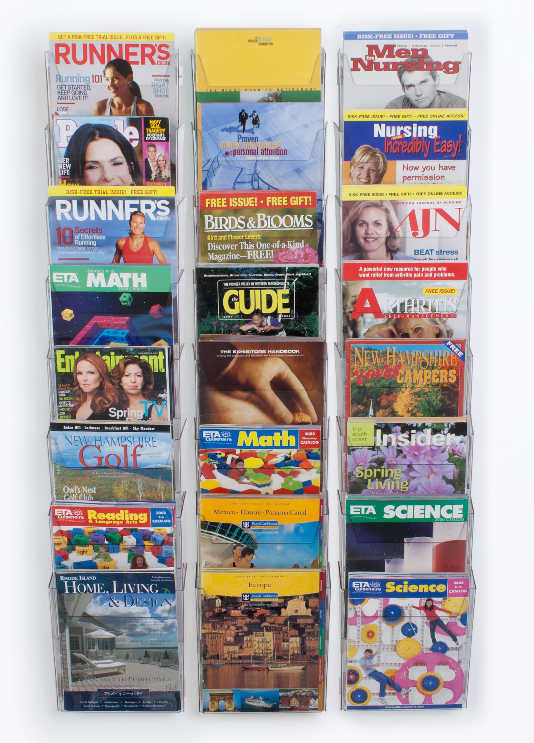 Magazine Rack Wall Mounted for 8-1/2" Wide Publications - (24) Half View Pockets