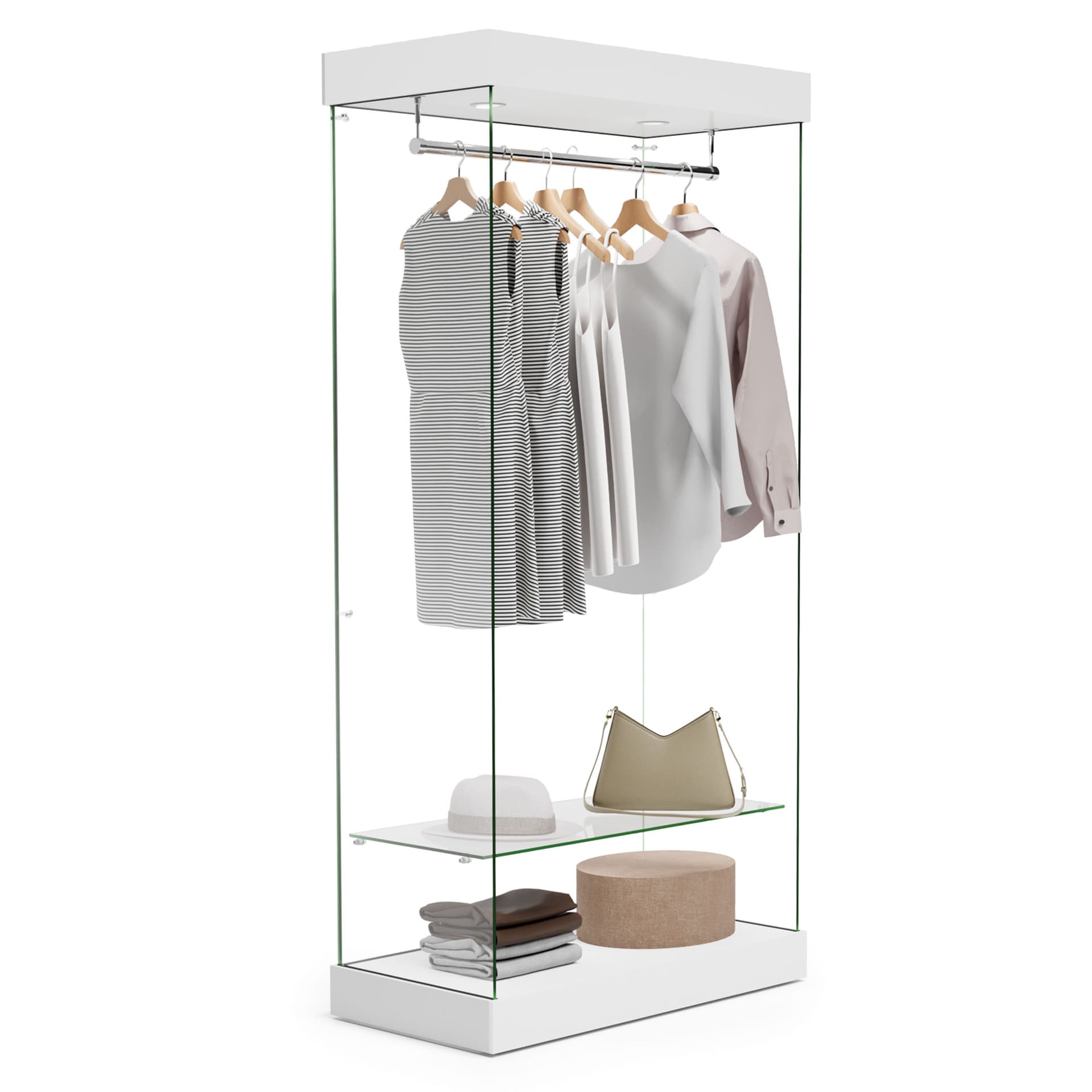 Retail glass wardrobe offers upscale, contemporary design
