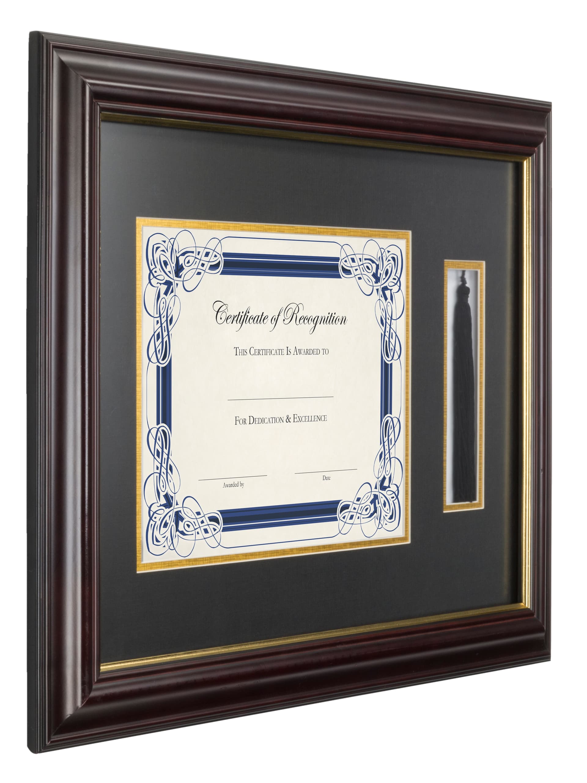 11” x 8.5” Tassel and Diploma Frame with Brown Boarder