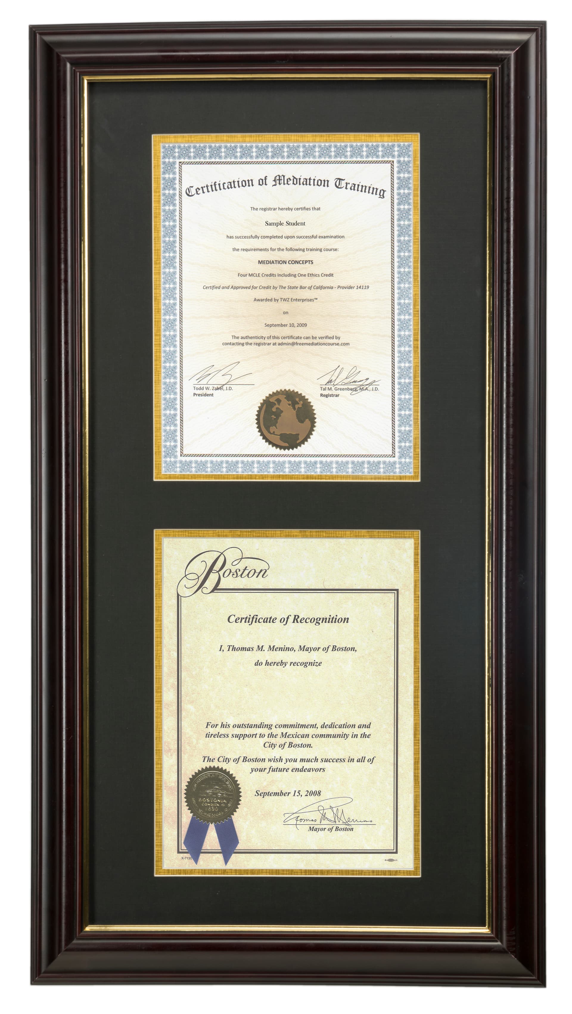 Dual Vertical Diploma Frame Mounting Vertically or Horizontally