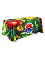 Custom table covers with machine washable fabric 