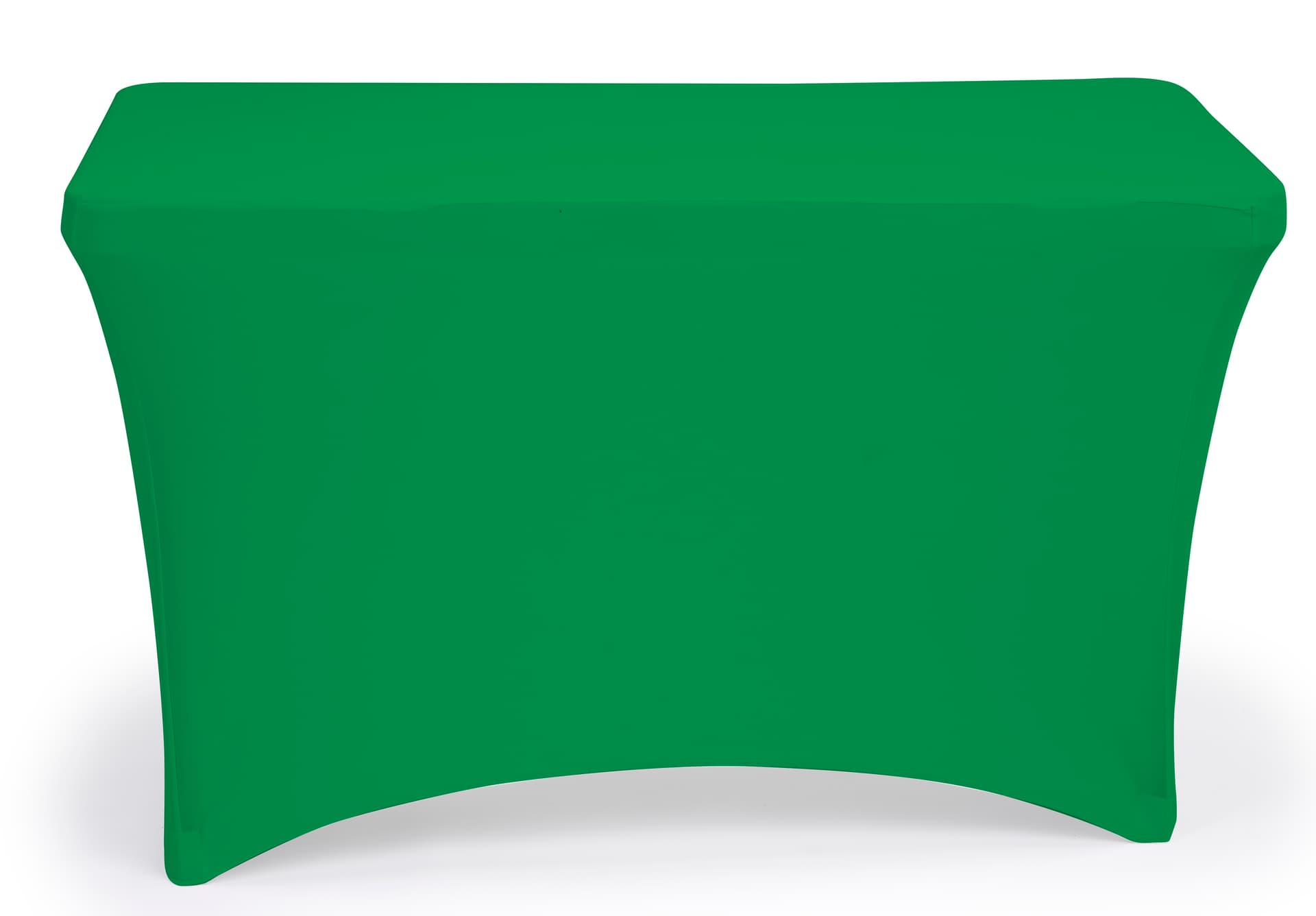 Kelly green stretch table cloth with flame retardant material 