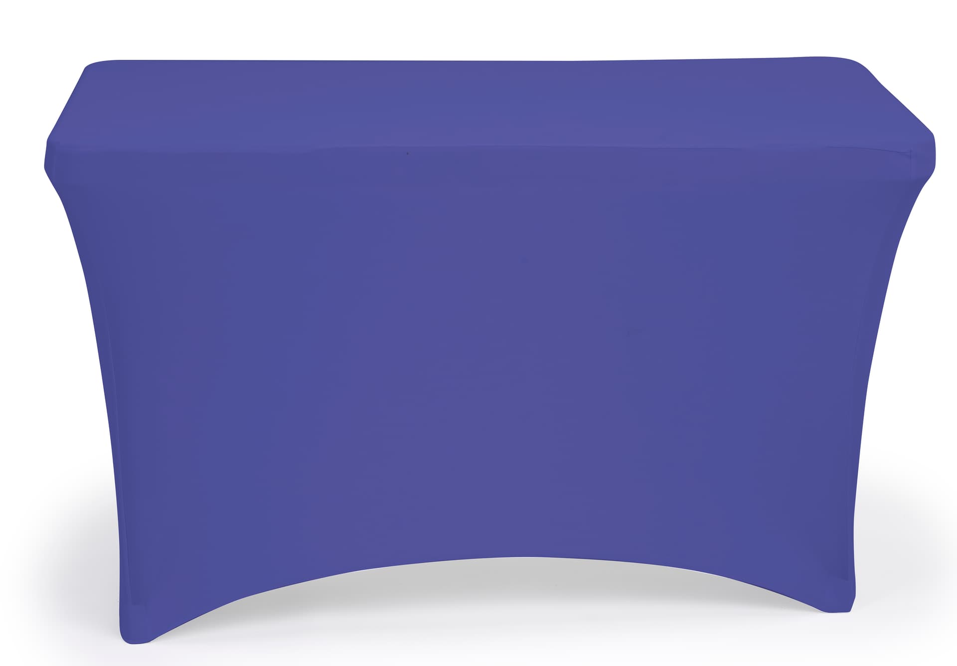 Royal blue stretch table cloth with open back design