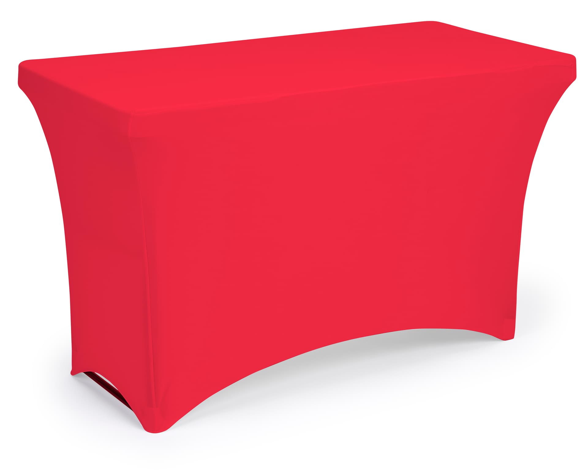 Red stretch table cloth is made of polyester 