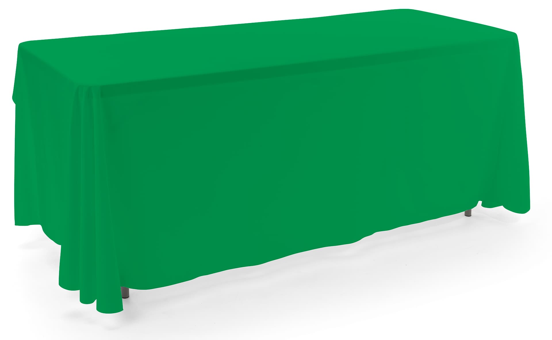 Kelly green 3-sided event table cloth in machine washable fabric