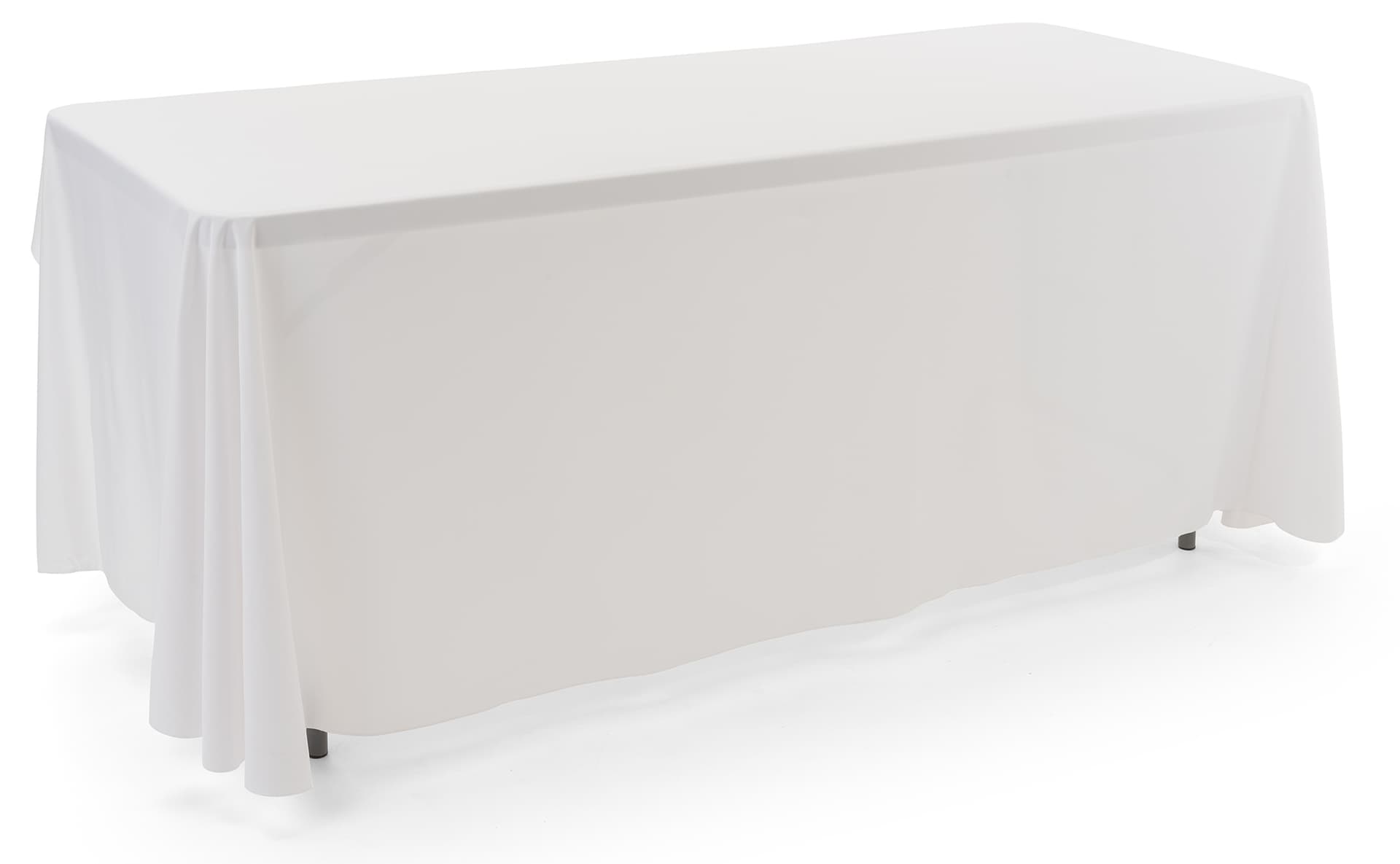 White 3-sided event table cloth in machine washable fabric