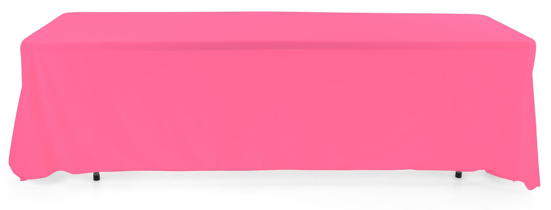 Pink 3-sided event table cloth with clean drape and rounded corner design