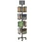 4-Tier Wire Literature Floor Stand, 4"/8.5"w, 16/32 Pockets, Rotating, Wheels - Black